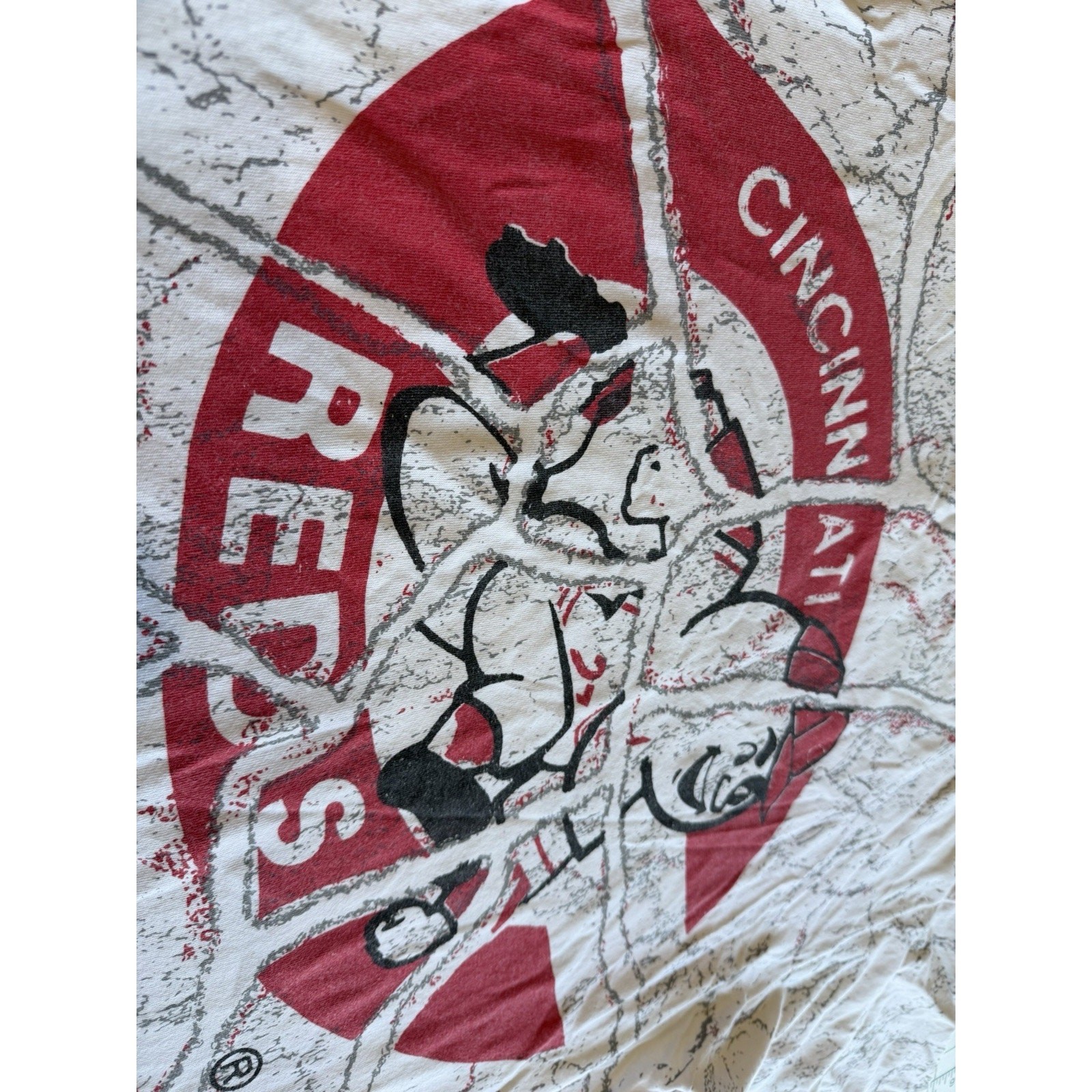 VTG Cincinnati Reds Double Sided Big Logo Single Stitch T Shirt 90s ExLarge USA