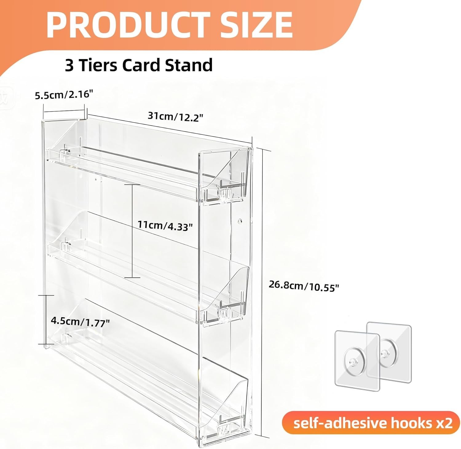 3-Tier Clear Card Display Stand, Wall-Mounted or Desktop Graded Card Holder w…