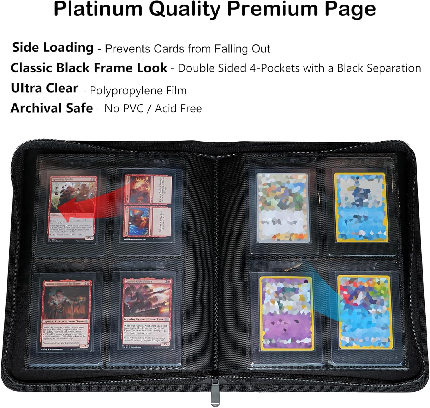 4 Pocket Semi Rigid Card Holder Binder Album Holds 208 Trading Card Cases