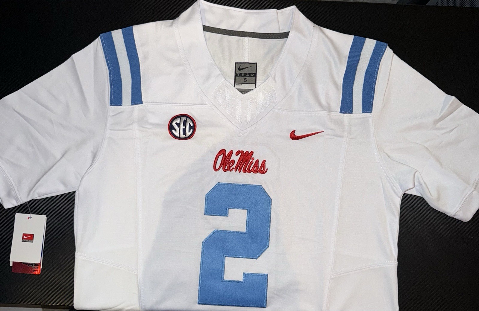 Jaxson Dart 2 Ole Miss Rebels White Jersey Stitched FUSE Stitched