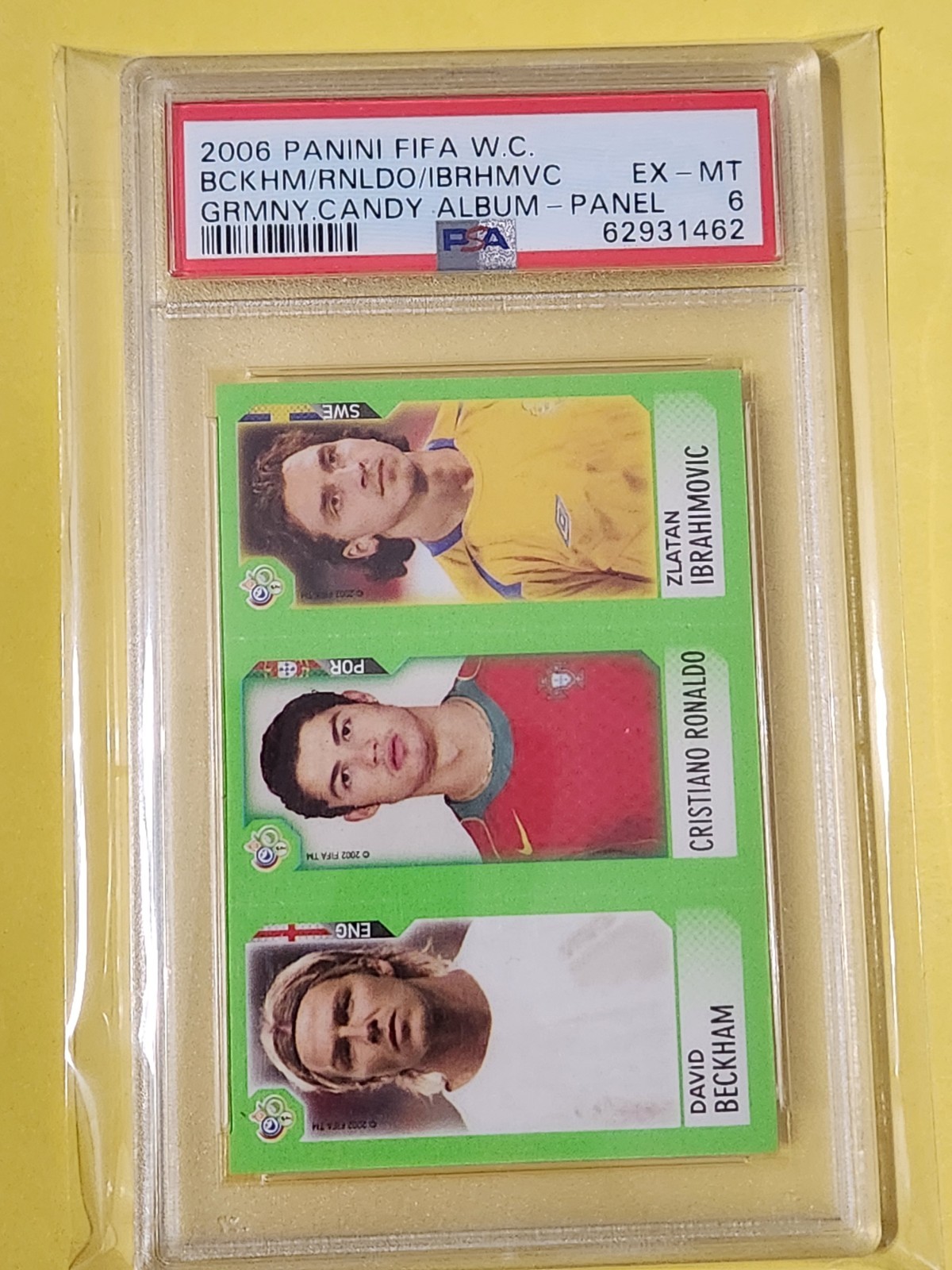 Ronaldo Beckham Ibrahimovic 2006 Panini World Cup Germany Candy Sticker PSA 6