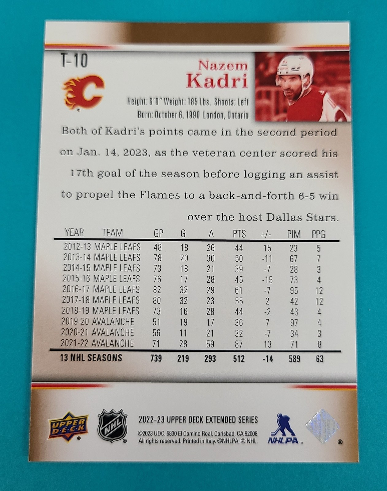 2022-23 Upper Deck Retro #T-10 Nazem Kadri Calgary Flames HOCKEY Card L9