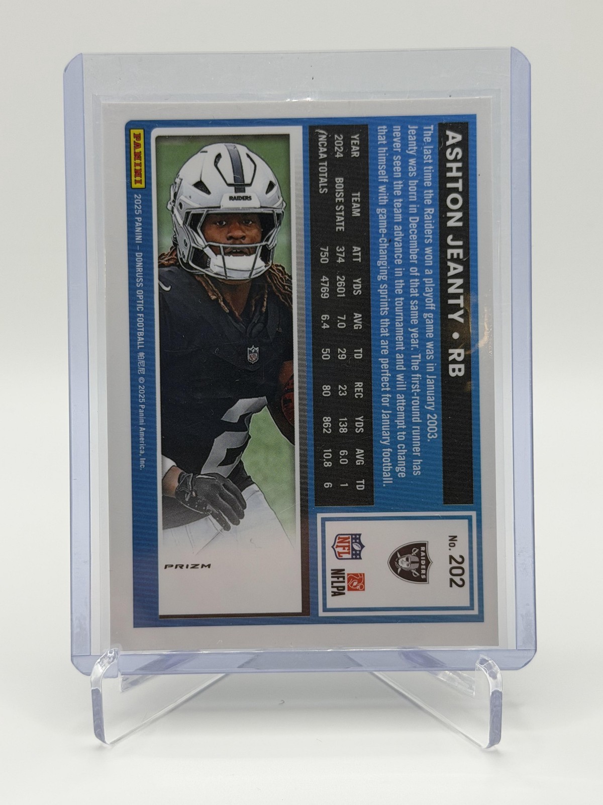 Ashton Jeanty 2025 Donruss Optic #202 Blue Hyper RC