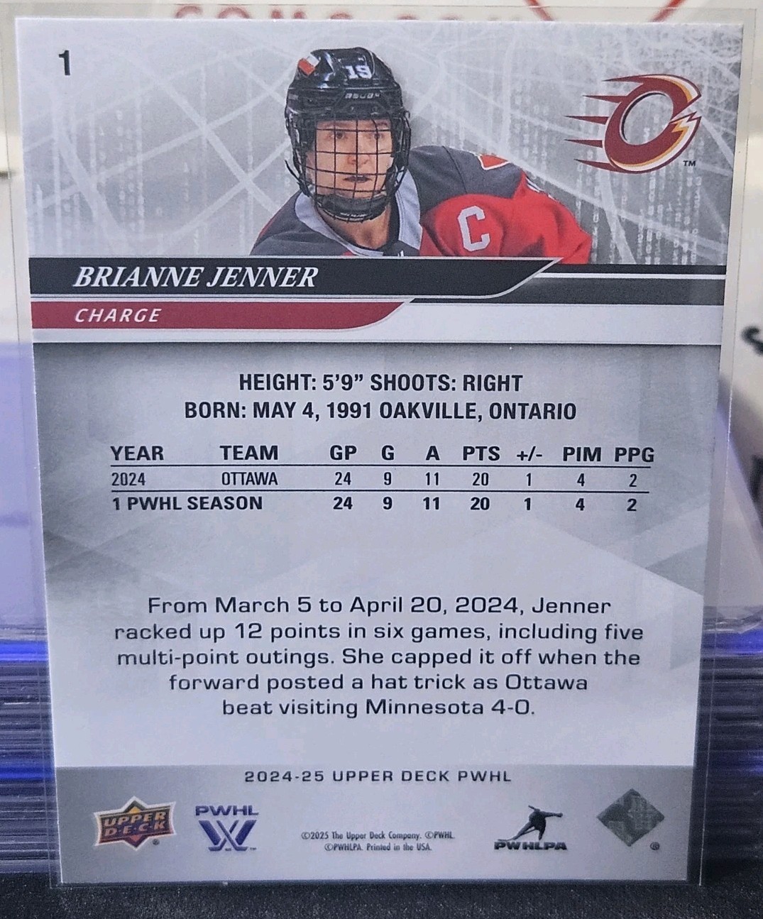 24-25 Upper Deck PWHL Brianne Jenner 🚨🚨🚨 Ottawa Charge