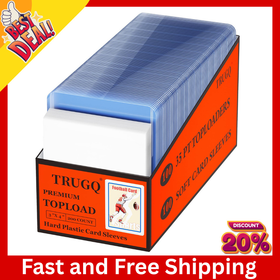 200 Card Sleeves& Top Loaders 3×4 Baseball Football Sport Trading Card Protector