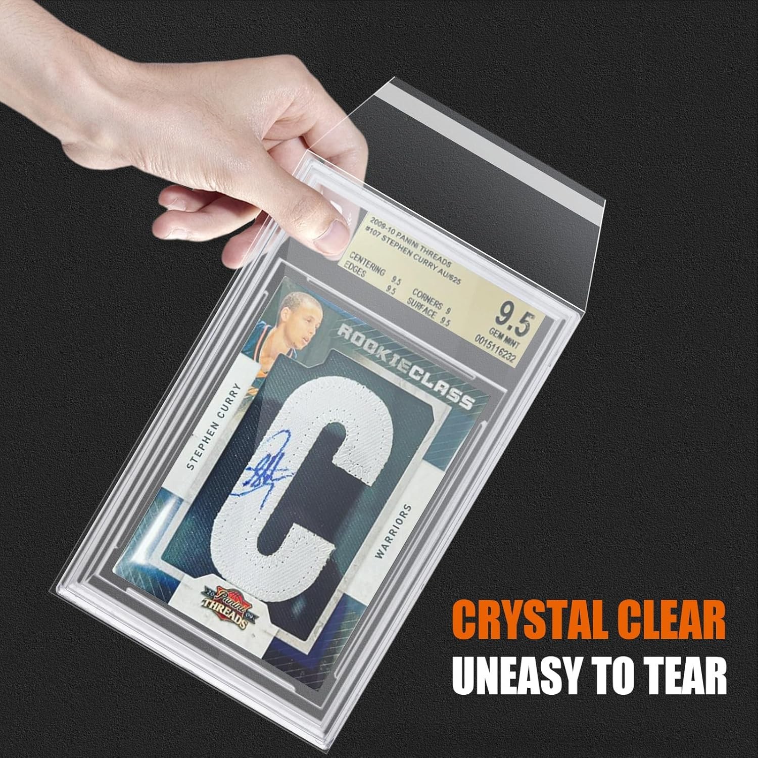 100-Pack Resealable Graded Card Sleeves – Flap Closure Bags for PSA / BGS Slabs