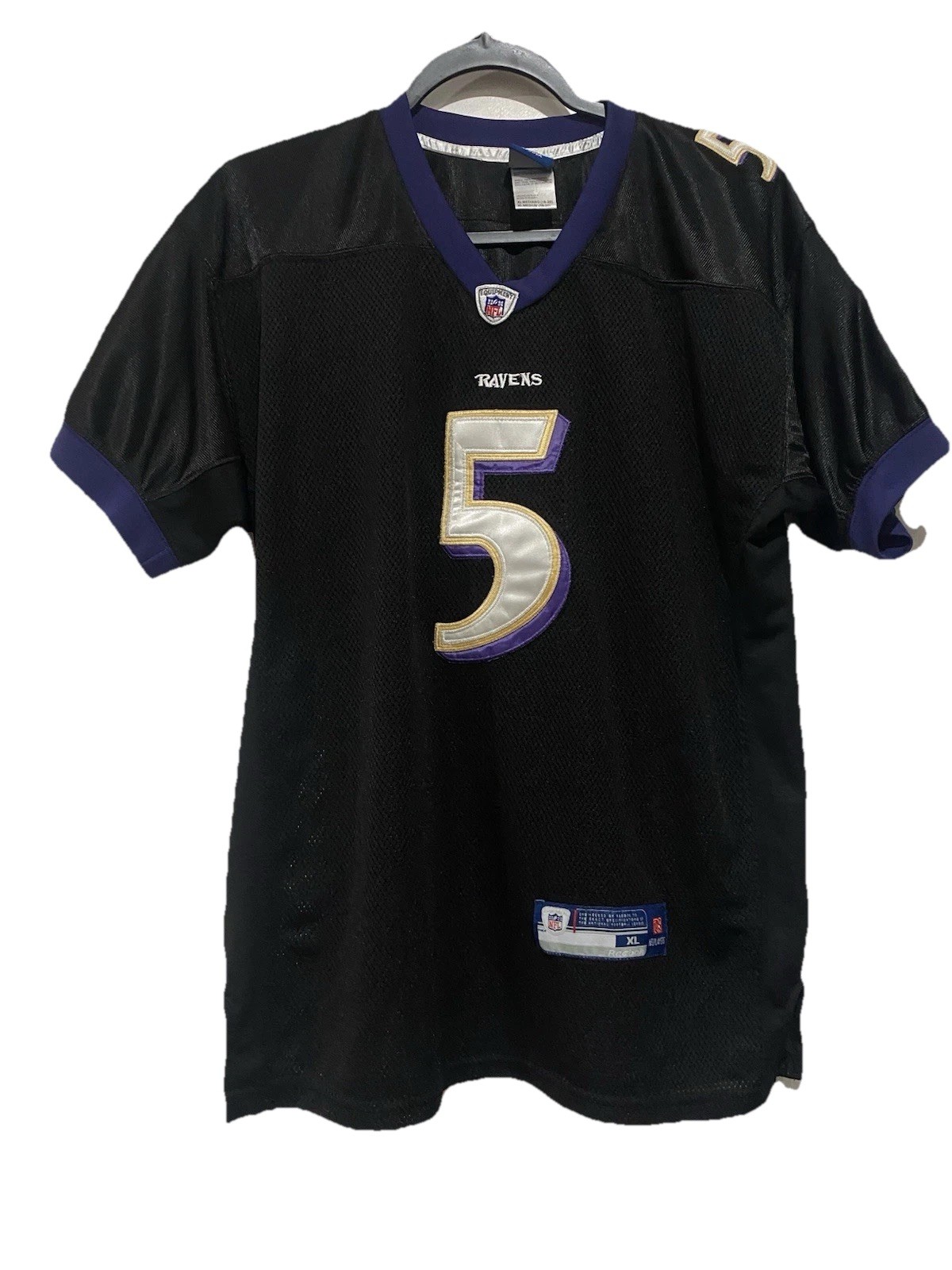 Reebok NFL Ravens Jersey Mens XL (18-20) Joe Flacco #5 Black Stitched Mesh