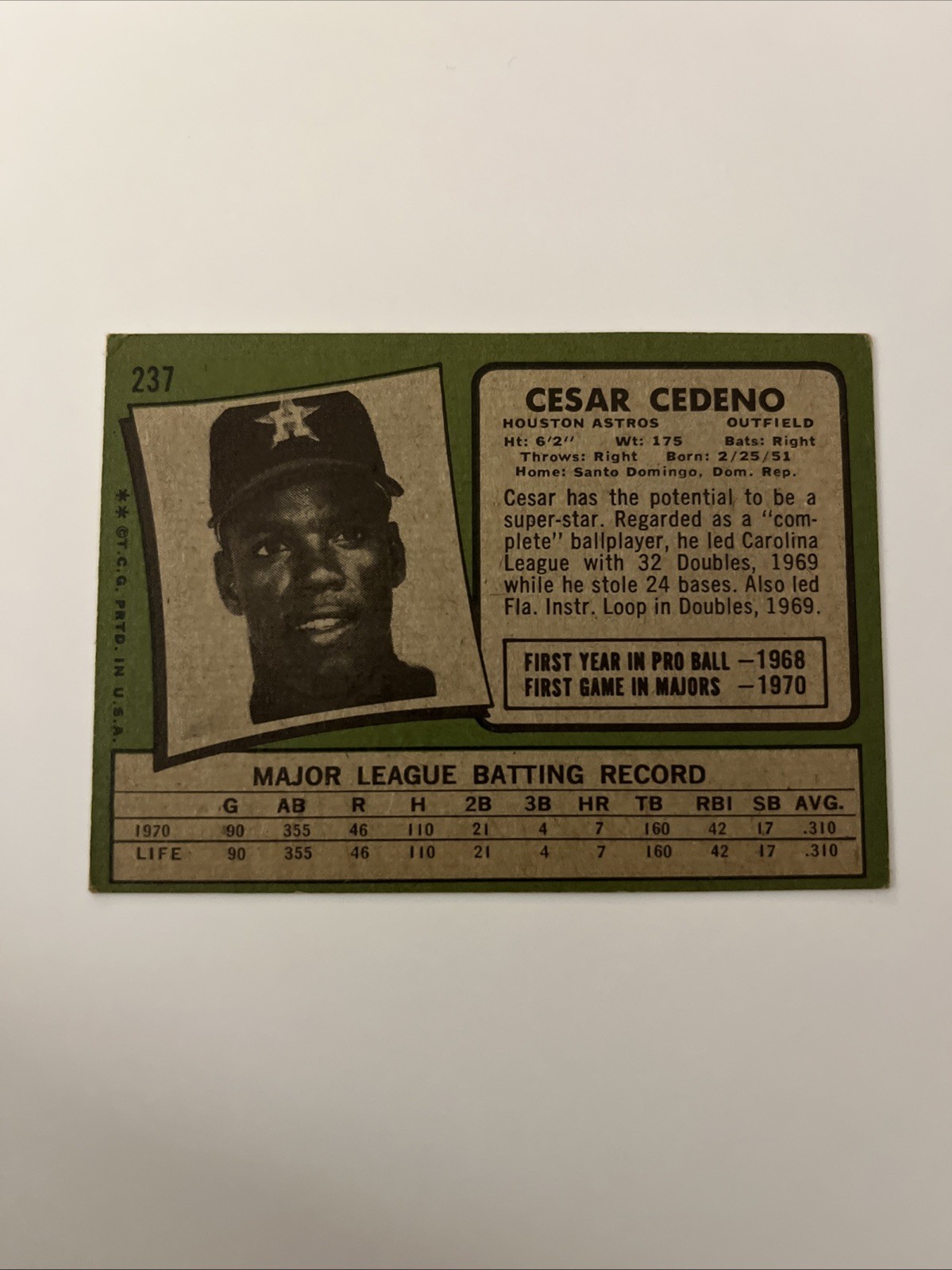 1971 Topps – Cesar Cedeno #237 (RC)