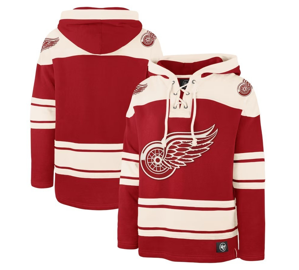 NHL Detroit Red Wings ’47 Hockey Lacer Hoodie New Mens Big & Tall Sizes $140