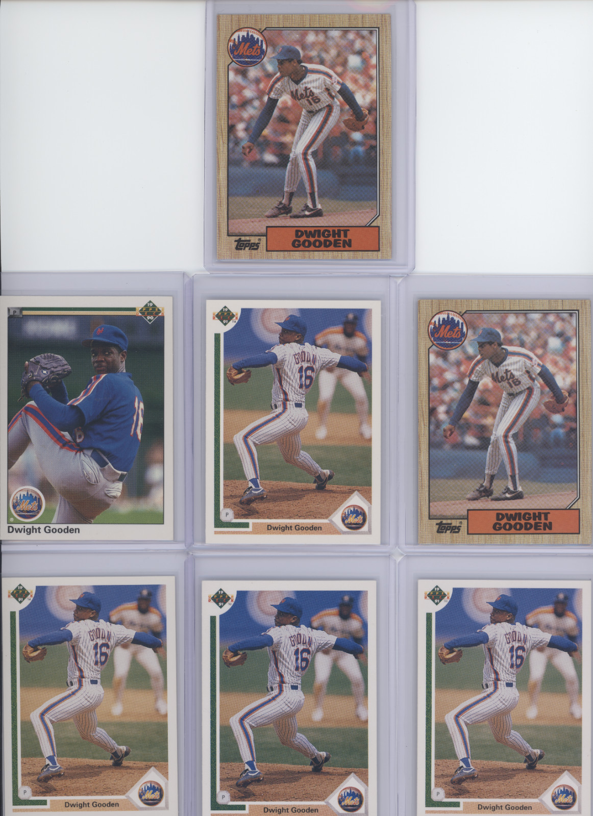 Dwight Gooden Lot of 7 Cards 2 x 1987 Topps, 1990 Upperdeck, 4 x 1991 Upperdeck