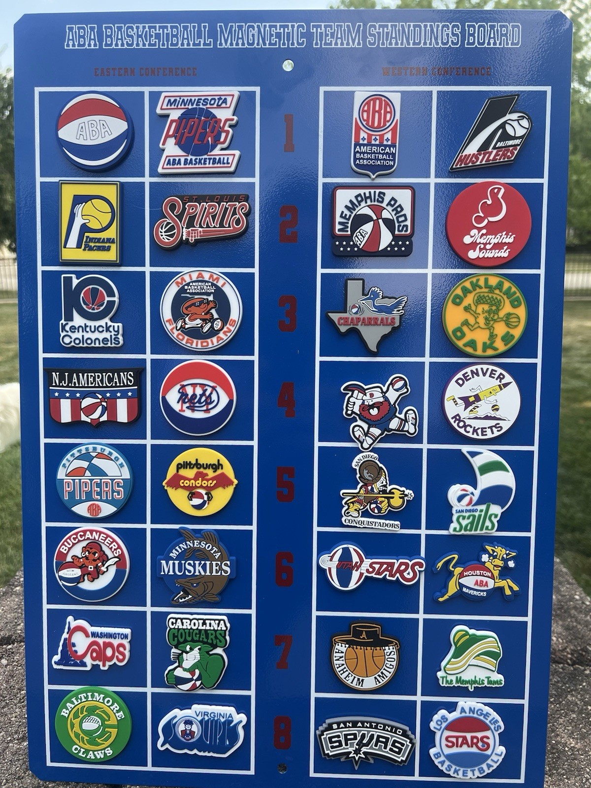 VINTAGE ABA MAGNETIC FULL SET STANDING BOARD WITH 32 ABA RUBBER FRIDGE MAGNETS