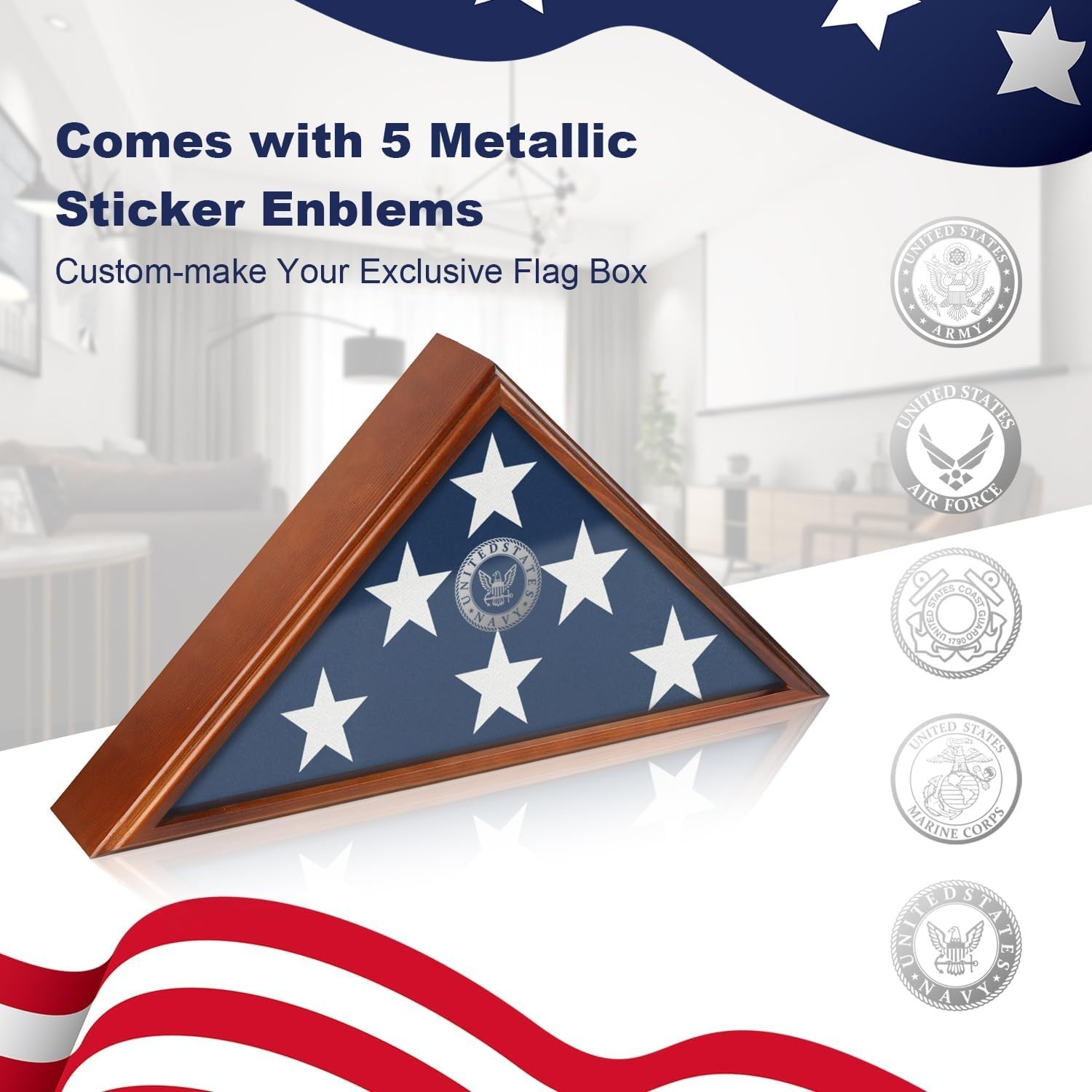 Triangular Wooden Burial Flag Display Case – 9.5×5 for Veterans’ Memorial Flags
