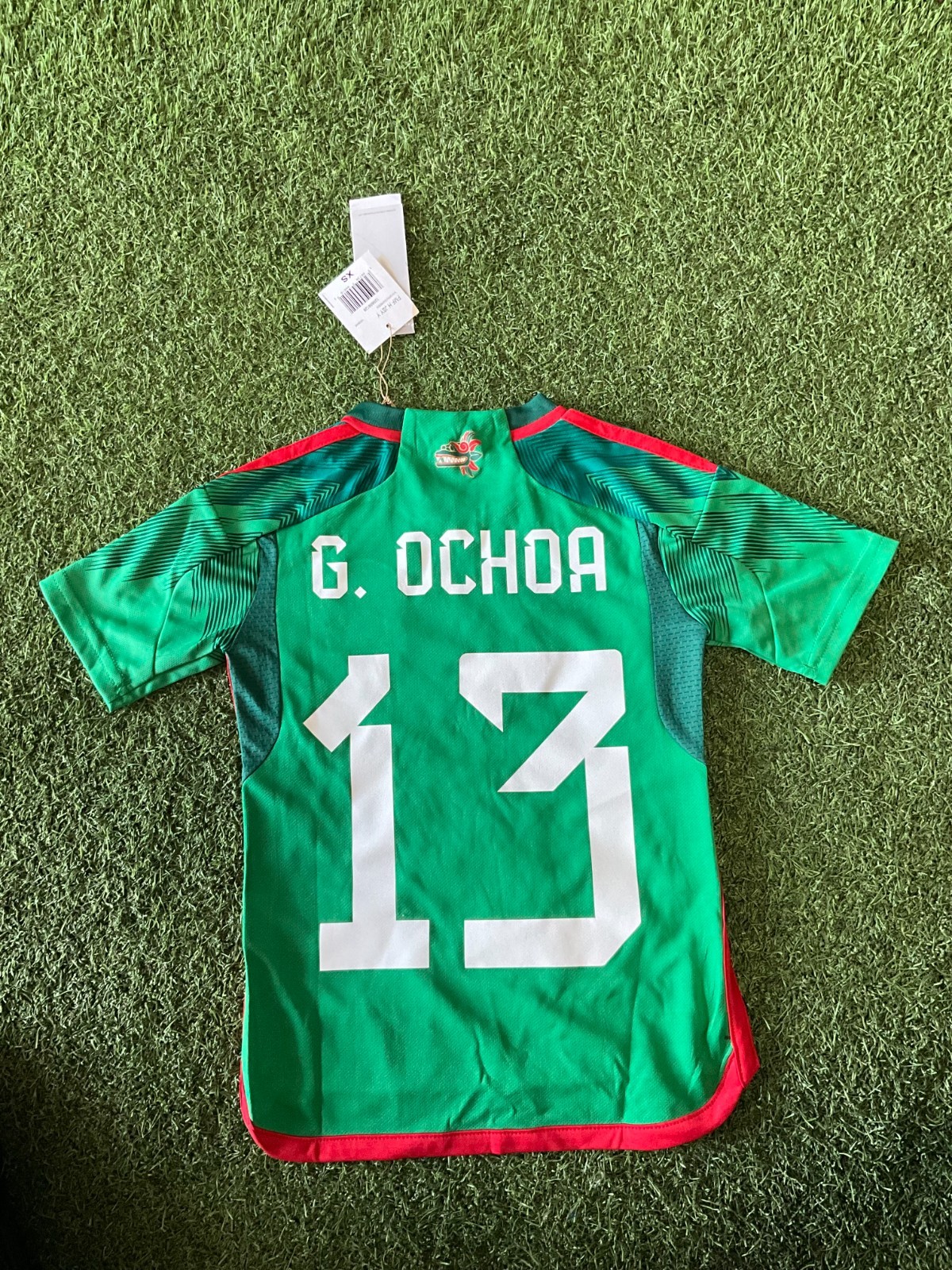 adidas Mexico Youth Home Jersey 22/23 Legend G.Ochoa #13 Sz YXS- Green