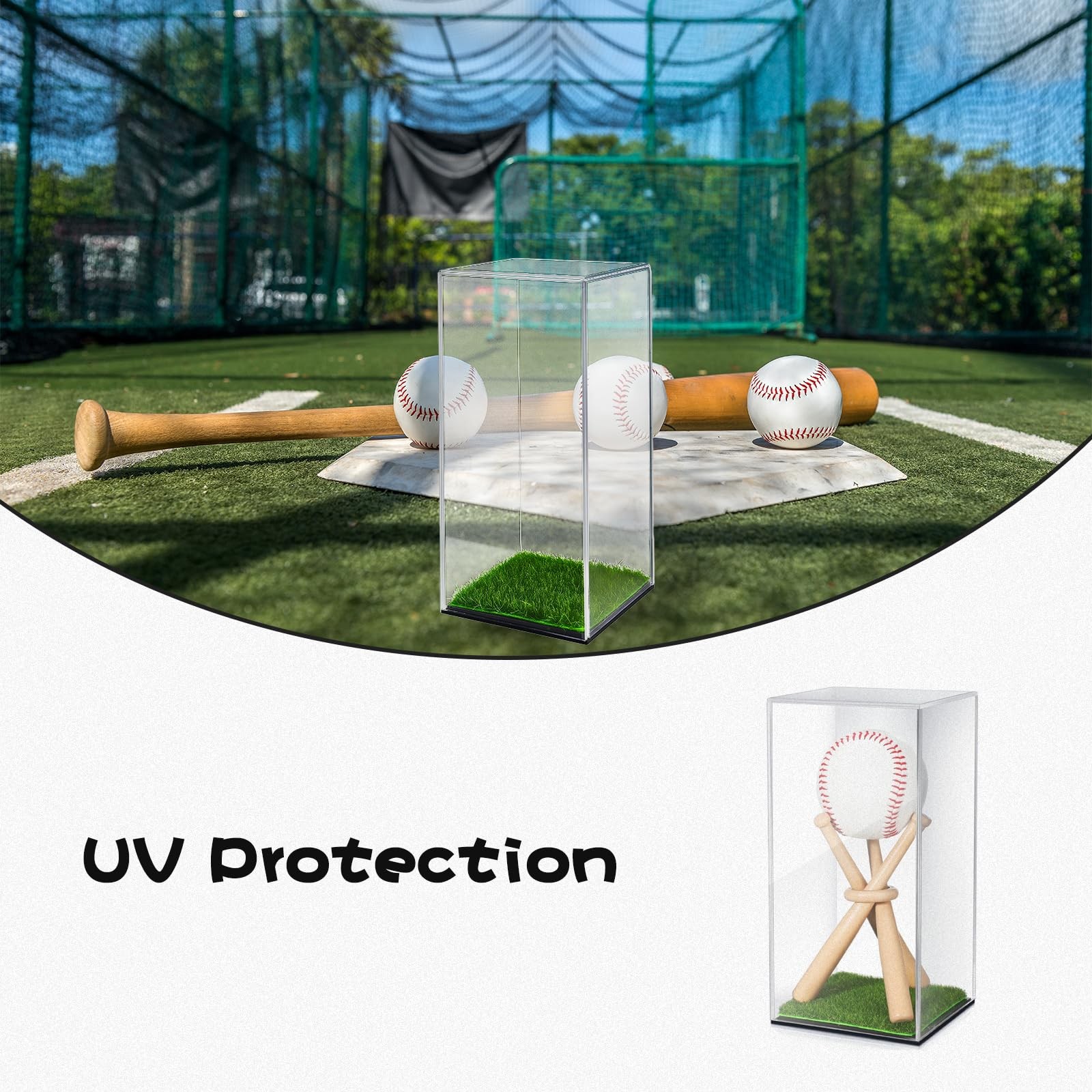 Premium Baseball Display Case Integrated with Baseball Stand: A Acrylic Showc…