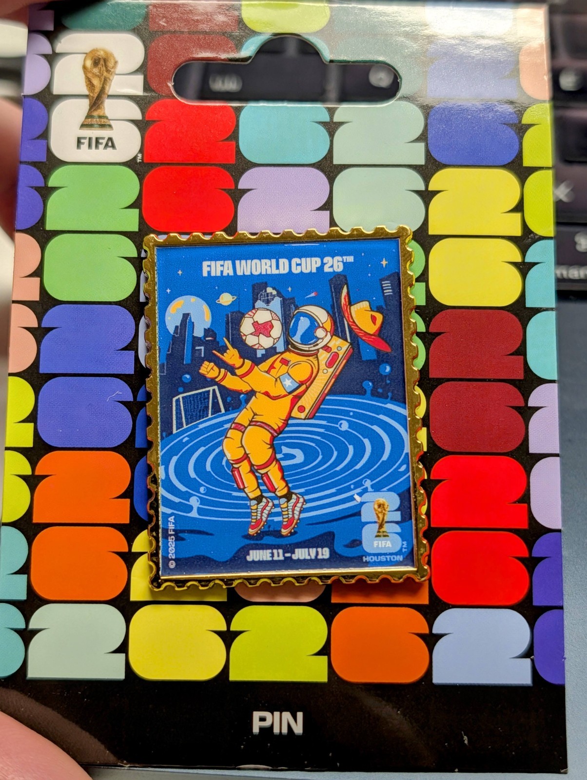 FIFA World Cup 2026 HOUSTON Host City Stamp Pin Portugal Brazil Morocco WINS!