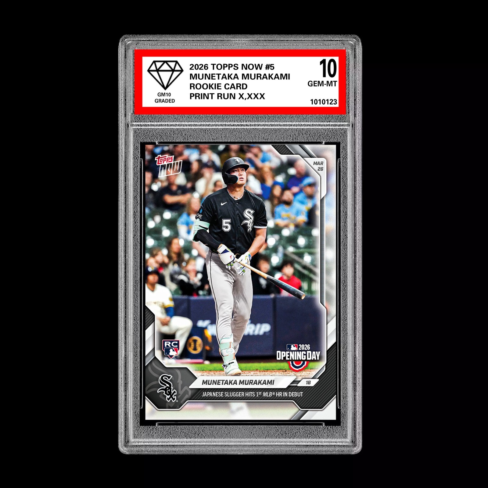 Graded 10 Munetaka Murakami RC Rookie #5 2026 Topps Now MLB Opening Day