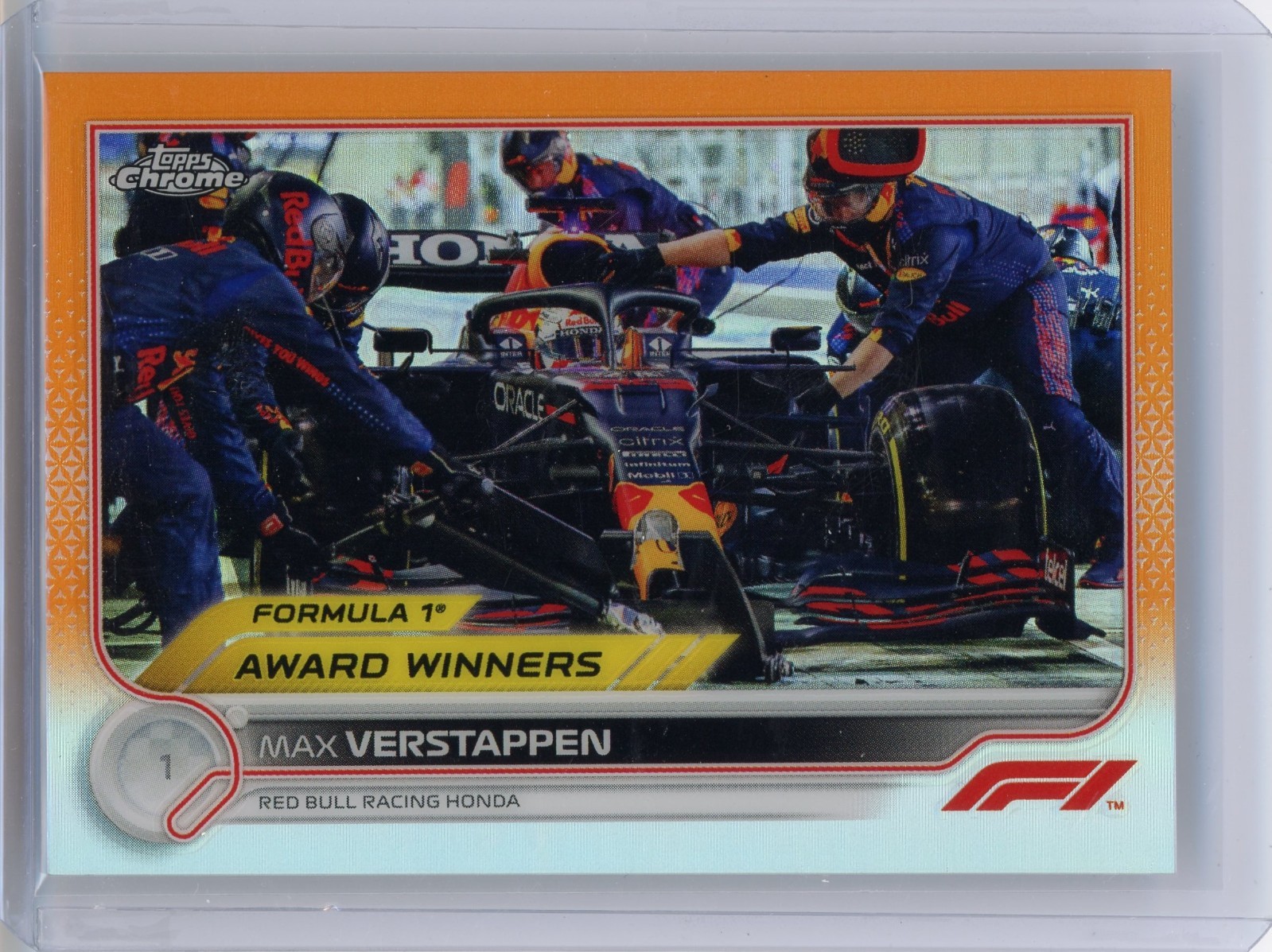 #15/25 2022 Topps Chrome F1 Max Verstappen Orange Refractor #196