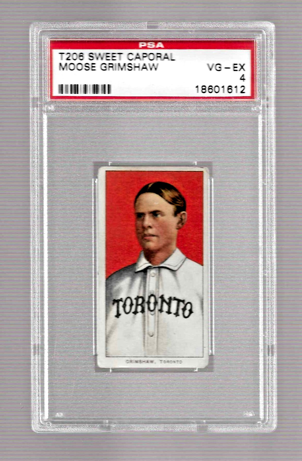1909 T206 SWEET CAPORAL 350 TOBACCO BASEBALL CARD PSA 4 MOOSE GRIMSHAW TORONTO
