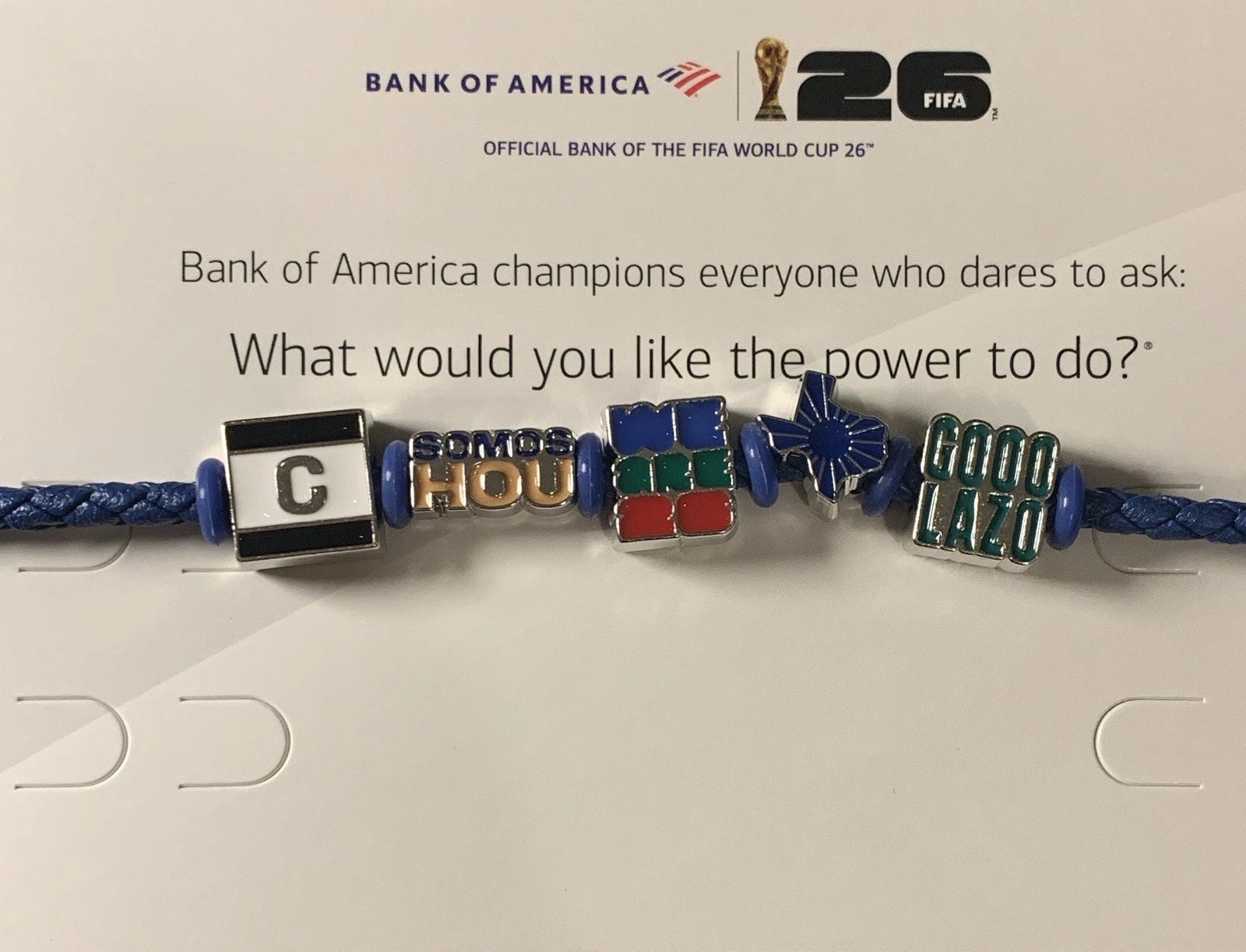 FIFA USA TX HOUSTON Captain, WeR26 LOGO Blue Braided Charm Bead Bracelet