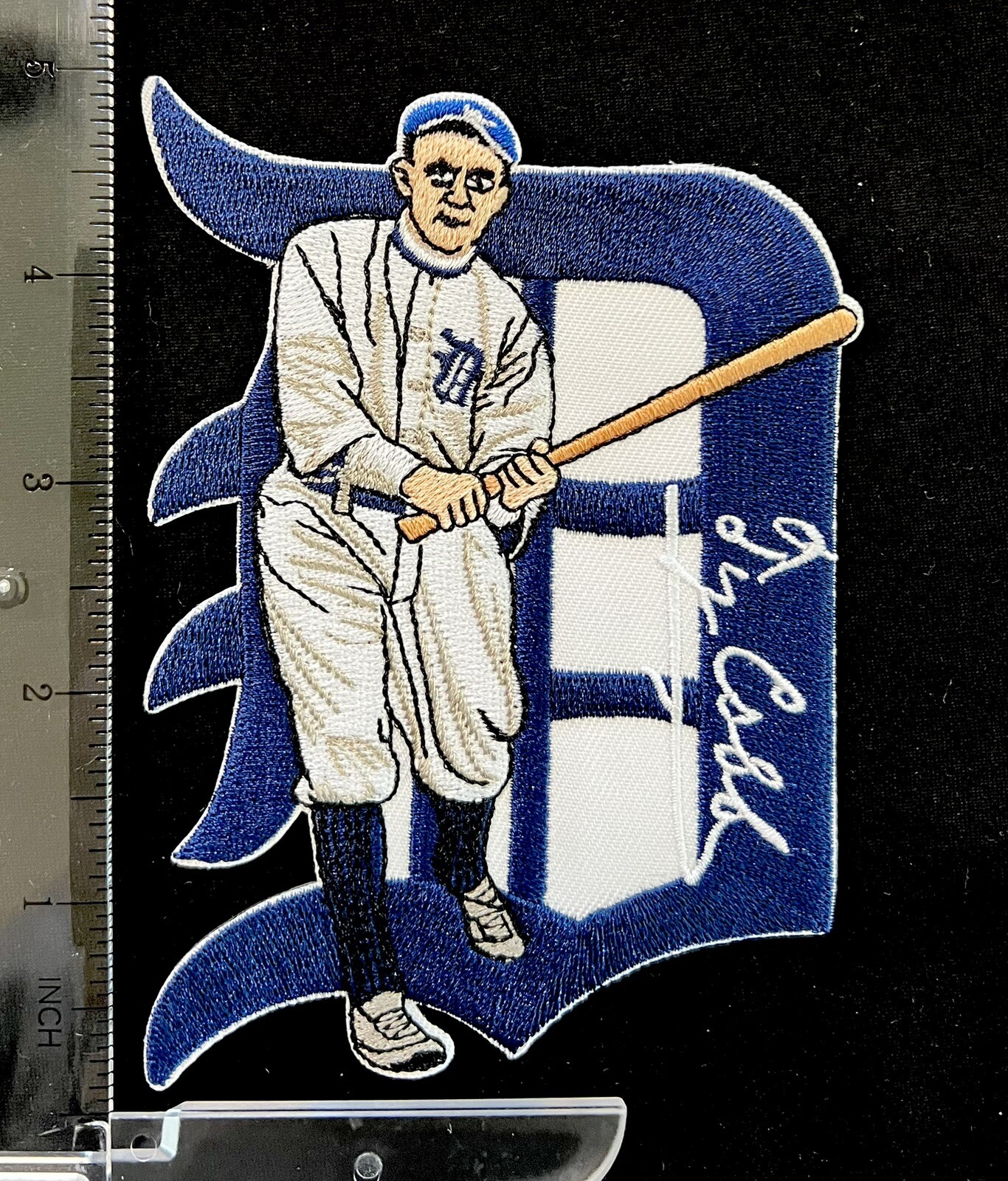 RARE (Only 100 Made) Ty Cobb HOF Detroit Tigers 5in Iron On Signature Patch Auto