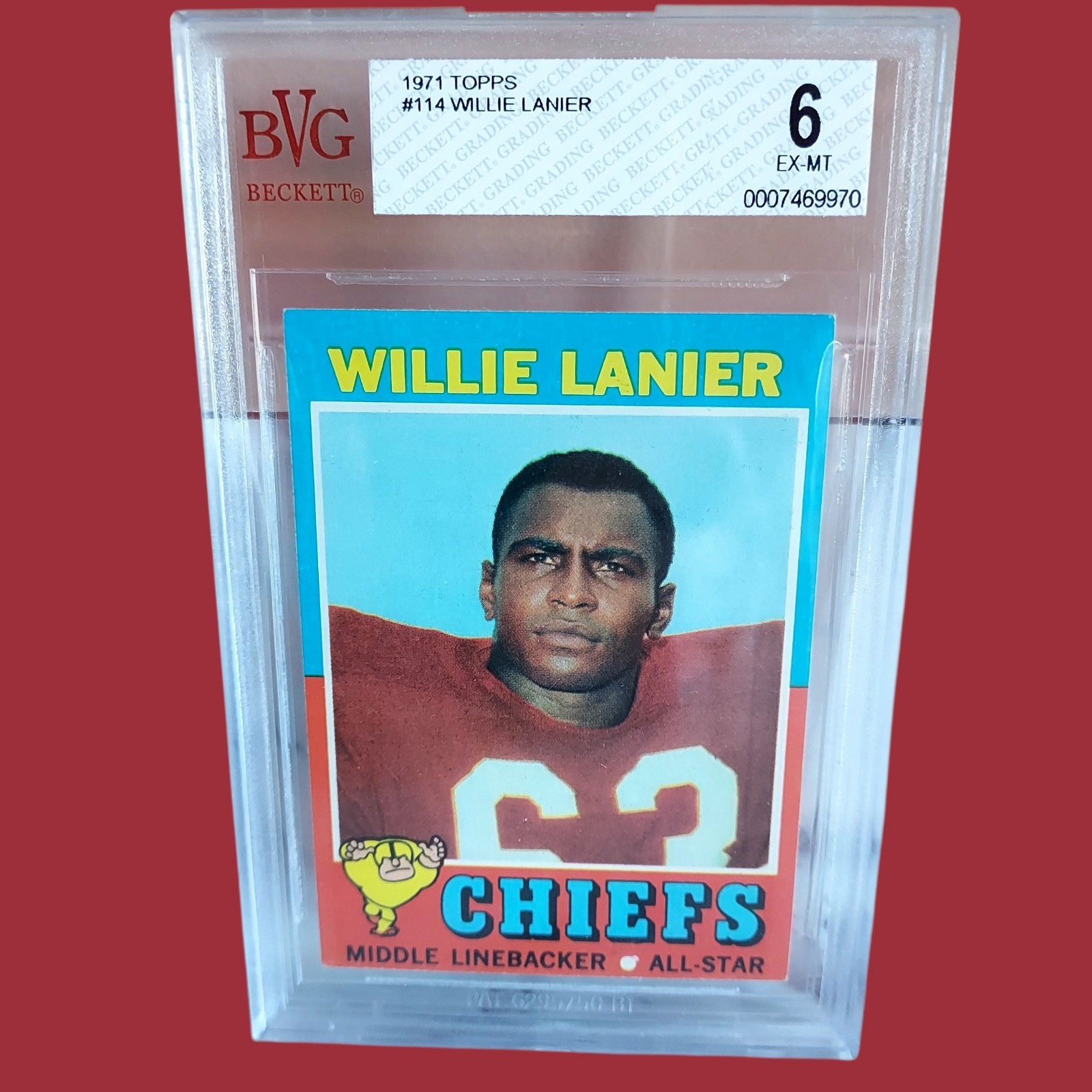 1971 Topps Willie Lanier #114 Rookie Football Card Kansas City Chiefs HOF EX-MT