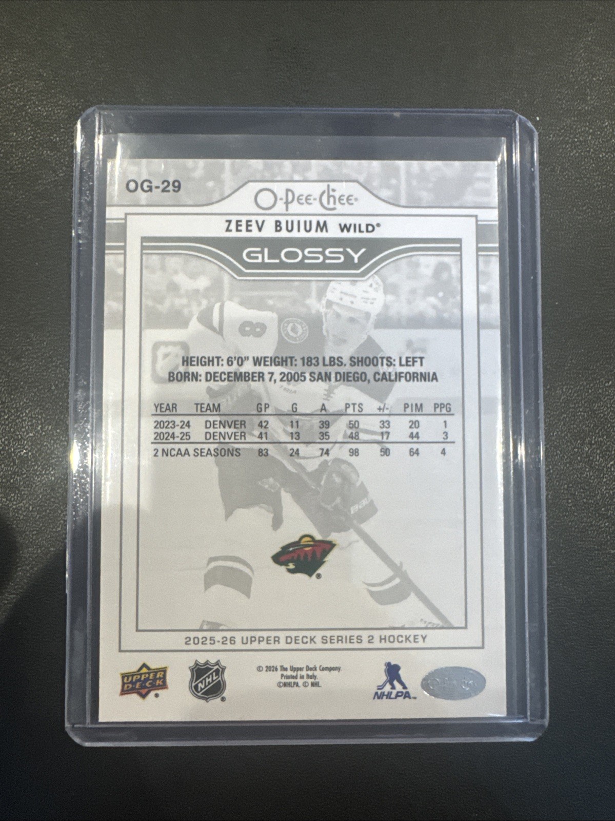 2025 UPPER DECK O-PEE-CHEE GLOSSY GOLD AND SILVER OG-29 ZEEV BUIUM