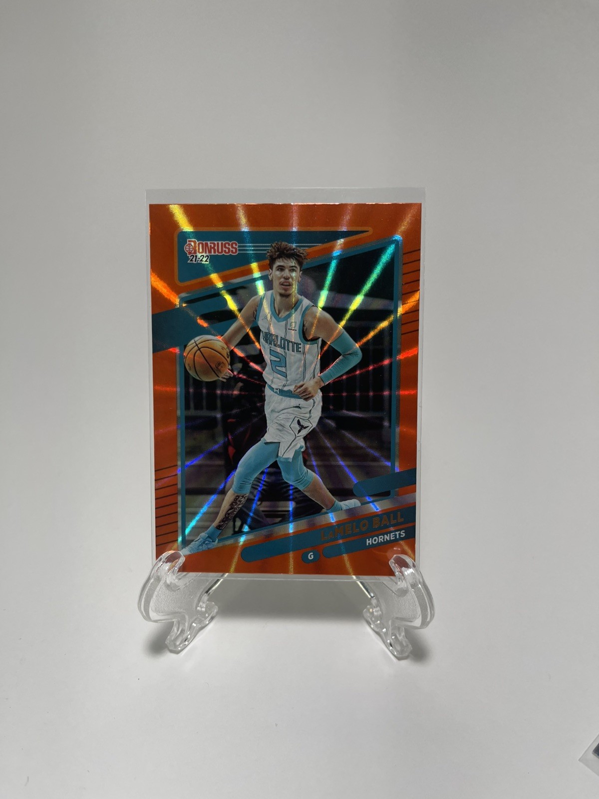 2021-22 Donruss LaMelo Ball Orange Laser Holo Parallel #111 CHA Hornets
