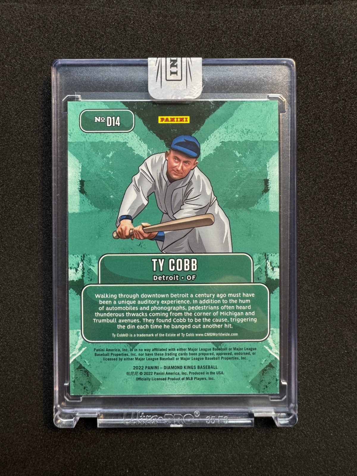 2022 Panini Diamond Kings Downtown Ty Cobb Detroit Tigers Insert Rare Case Hit