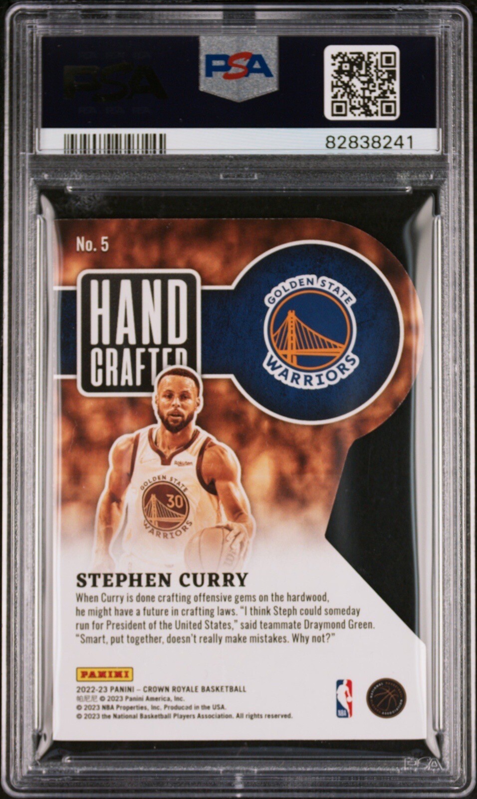 Stephen Curry 2022-23 Panini Crown Royale #d /18 Hand Crafted #5 Asia Exclusive