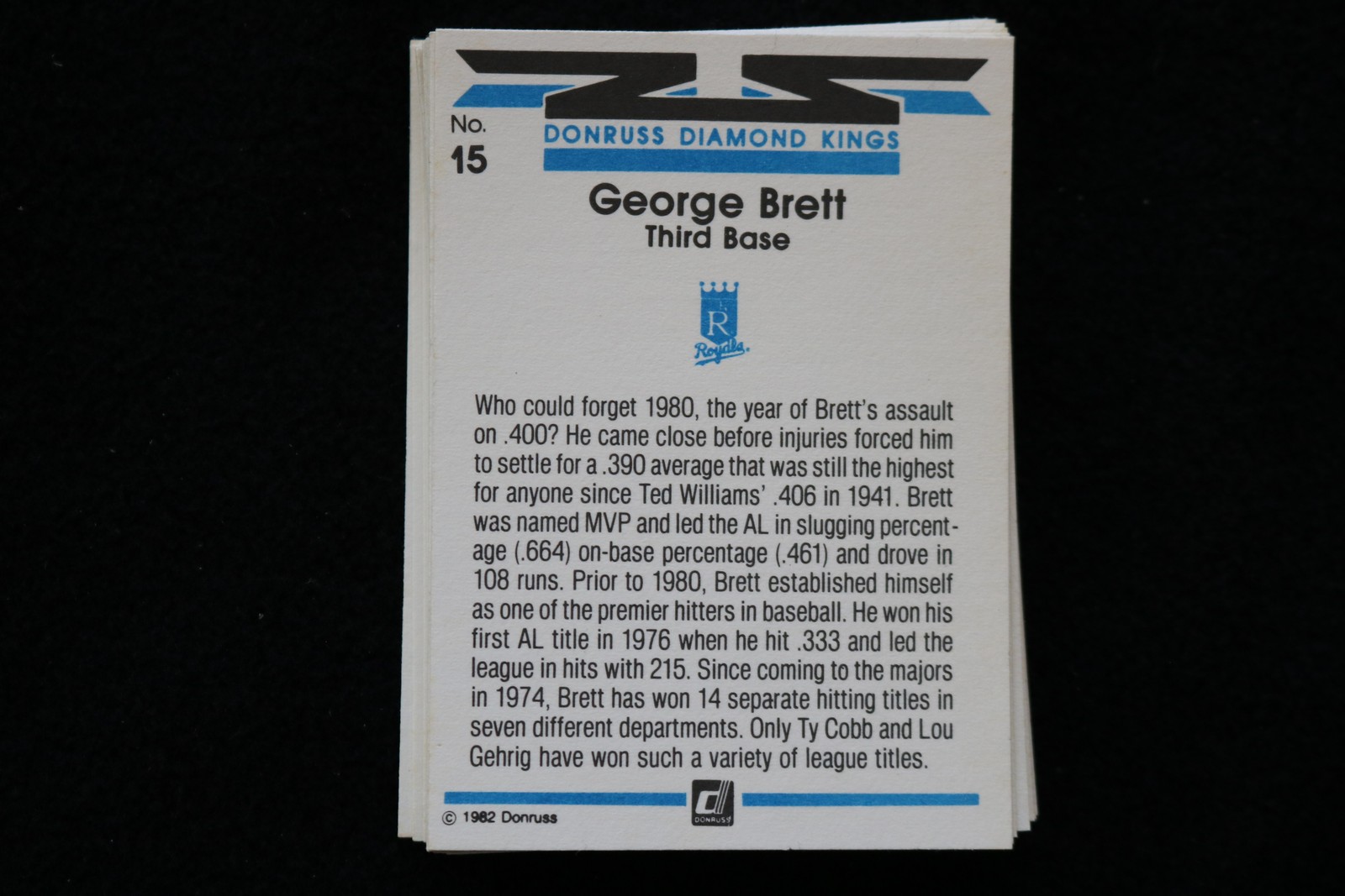 GEORGE BRETT 1982 DONRUSS DIAMOND KINGS BASEBALL CARDS-#15- NM-MT -LOT OF 21-#19