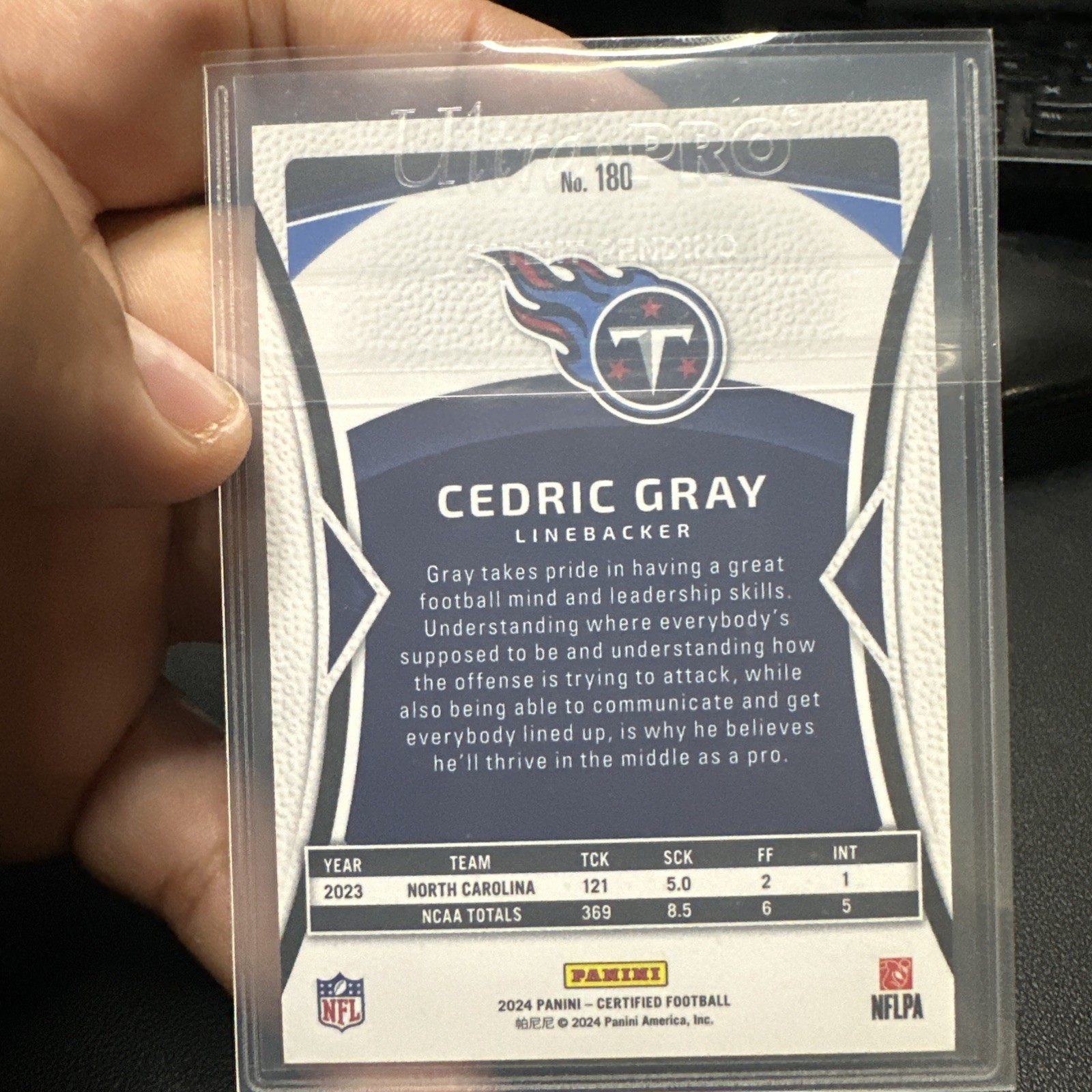 Cedric Gray 2024 Panini Certified Mirror Gold 180 #/25 Tennessee Titans Rookie