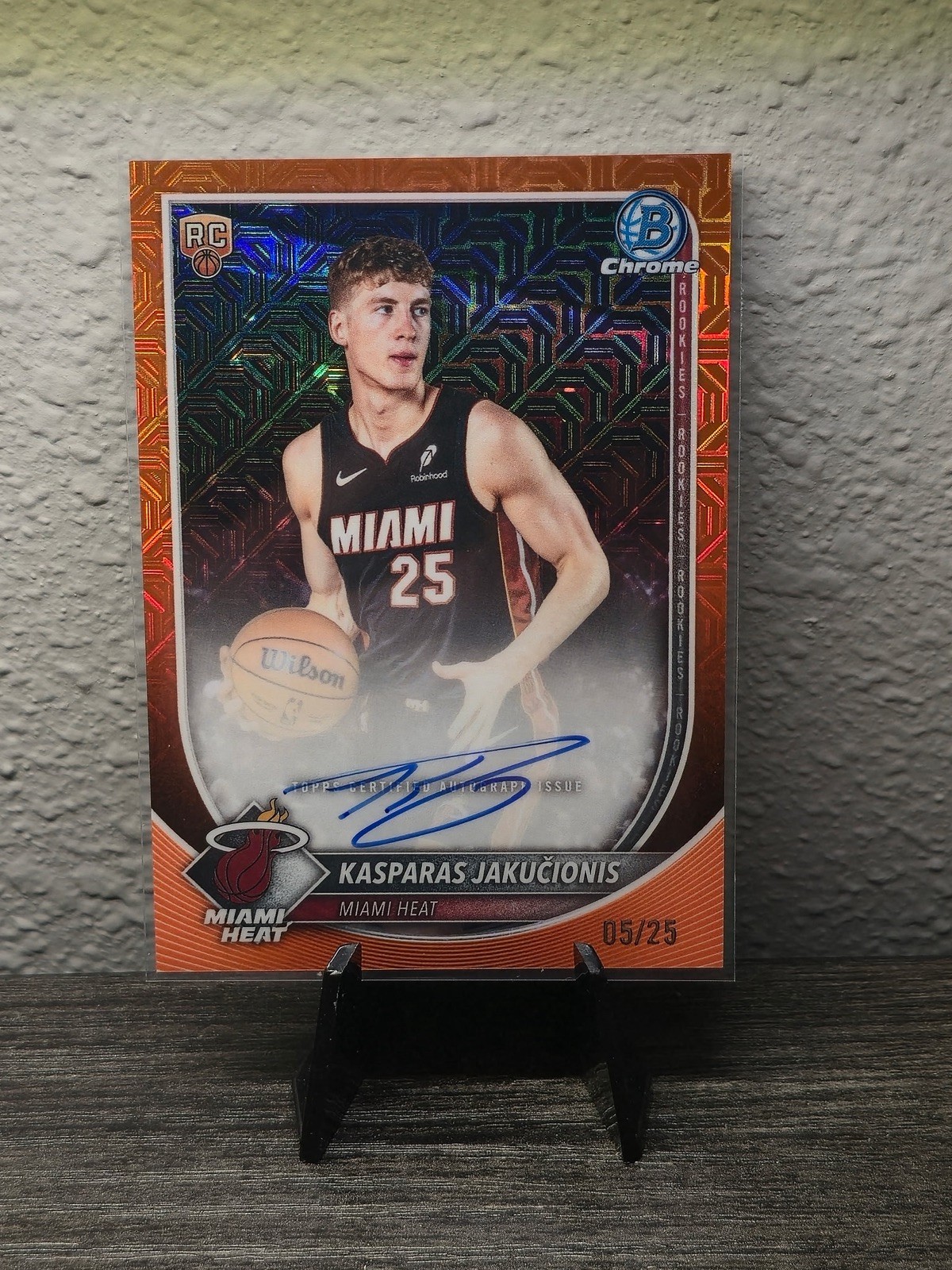 KASPARAS JAKUCIONIS 2025-26 Bowman Chrome Orange Mojo Refractor Auto Rookie /25