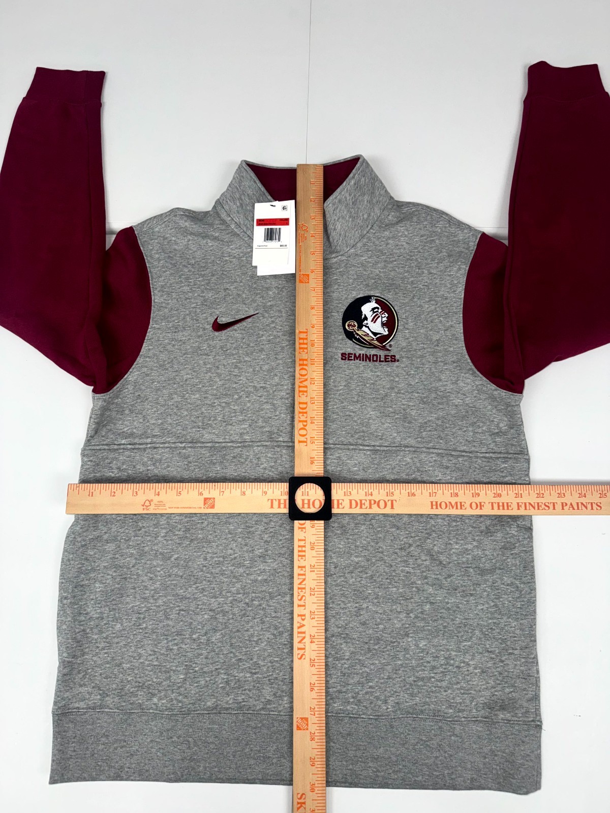 Nike Florida State Club College Seminoles 1/2 Zip Crew Sweatshirt Mens Grey