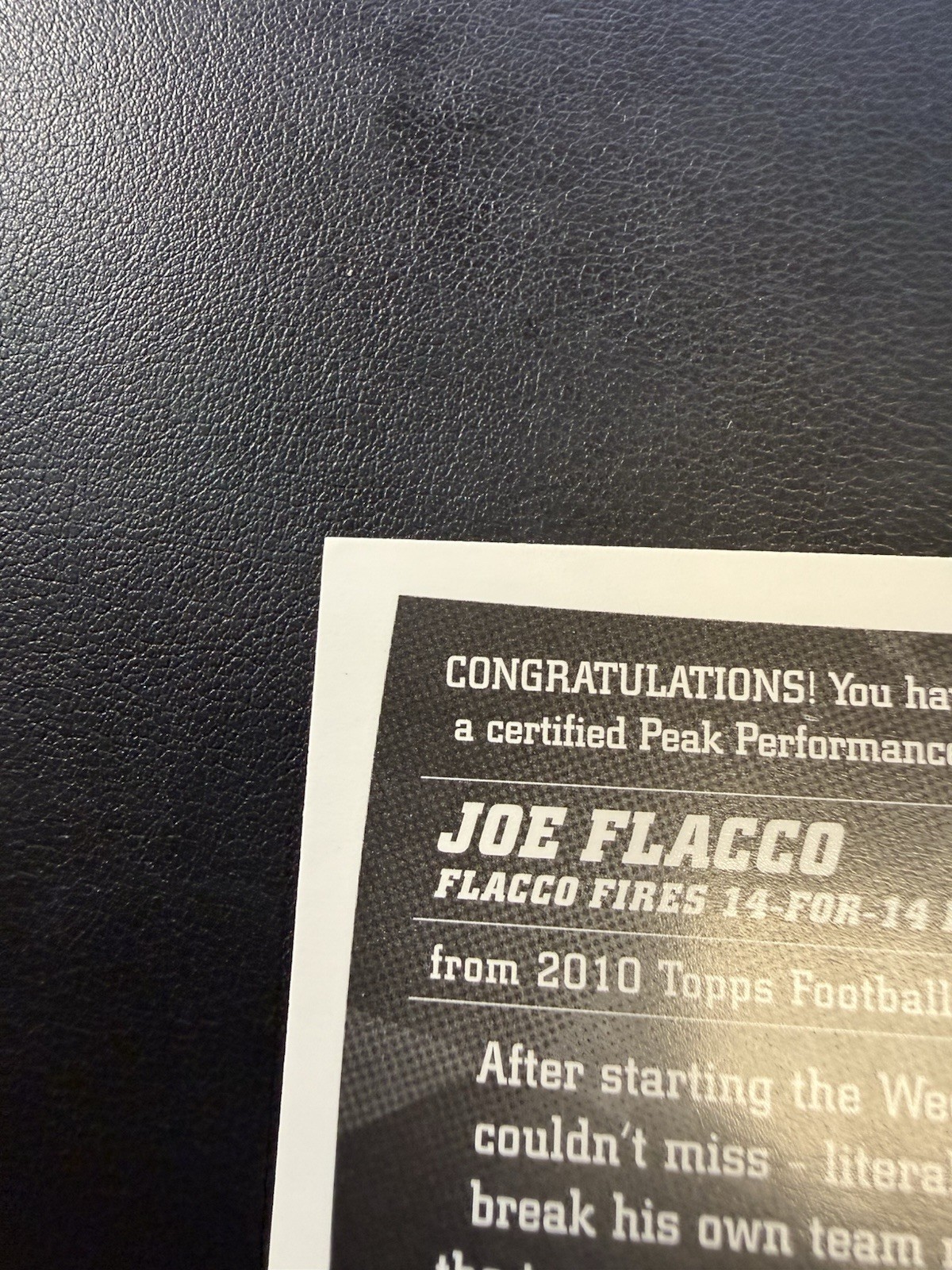 2010 Topps – Peak Performance Autographs Joe Flacco #PPA-JF (AU)