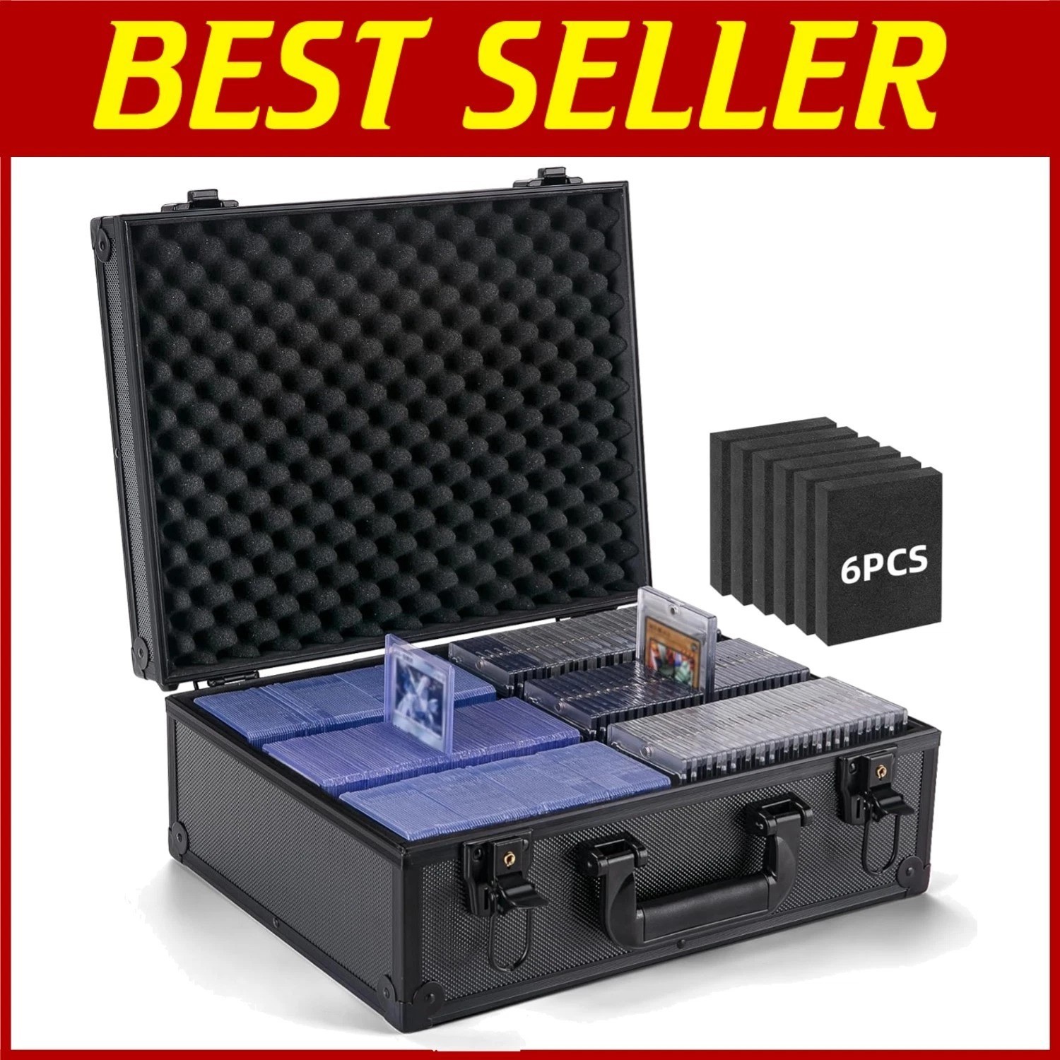 Large Capacity Trading Card Storage Box with Foam Stoppers//