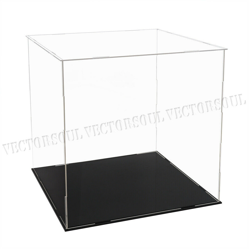 US 11.8″ Cube Acrylic Display Case Clear Perspex Big Box Plastic Base Dustproof