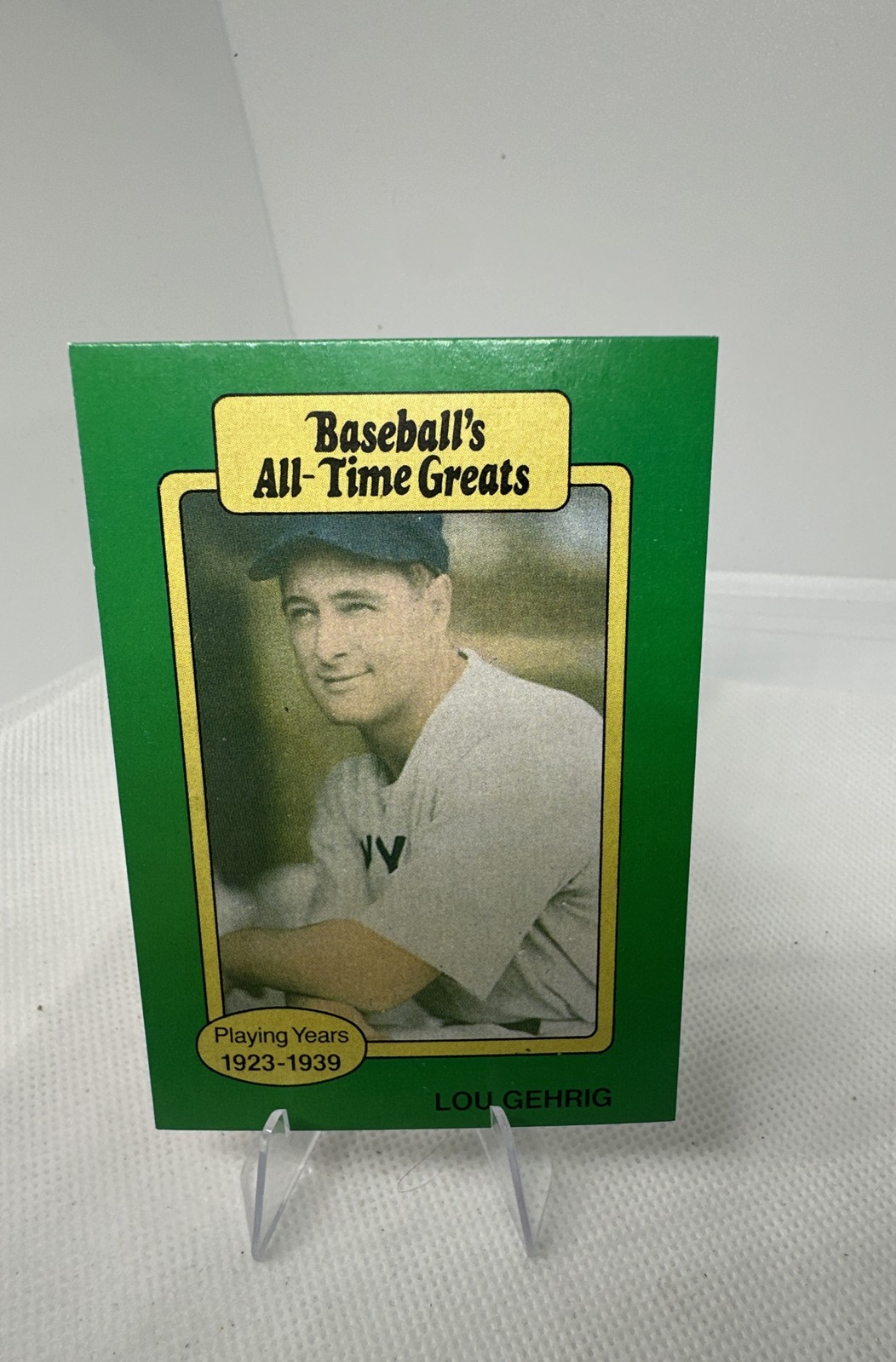 1987 Hygrade Baseball’s All-Time Greats – Lou Gehrig Green Border; Hat Logo…