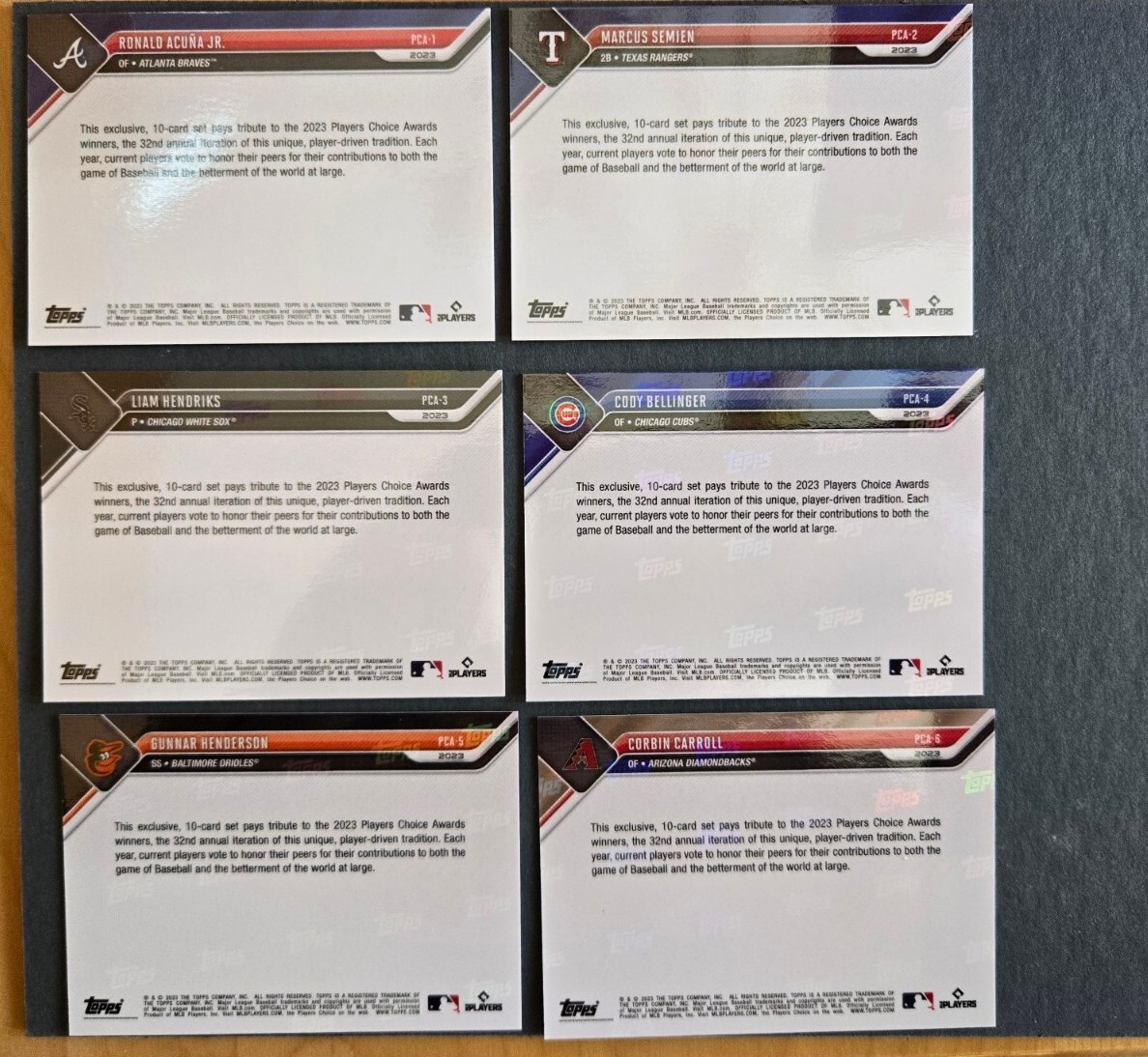 2023 Topps Now Players Choice Awards 10 Card Set MLB Acuña Cole Snell Ohtani