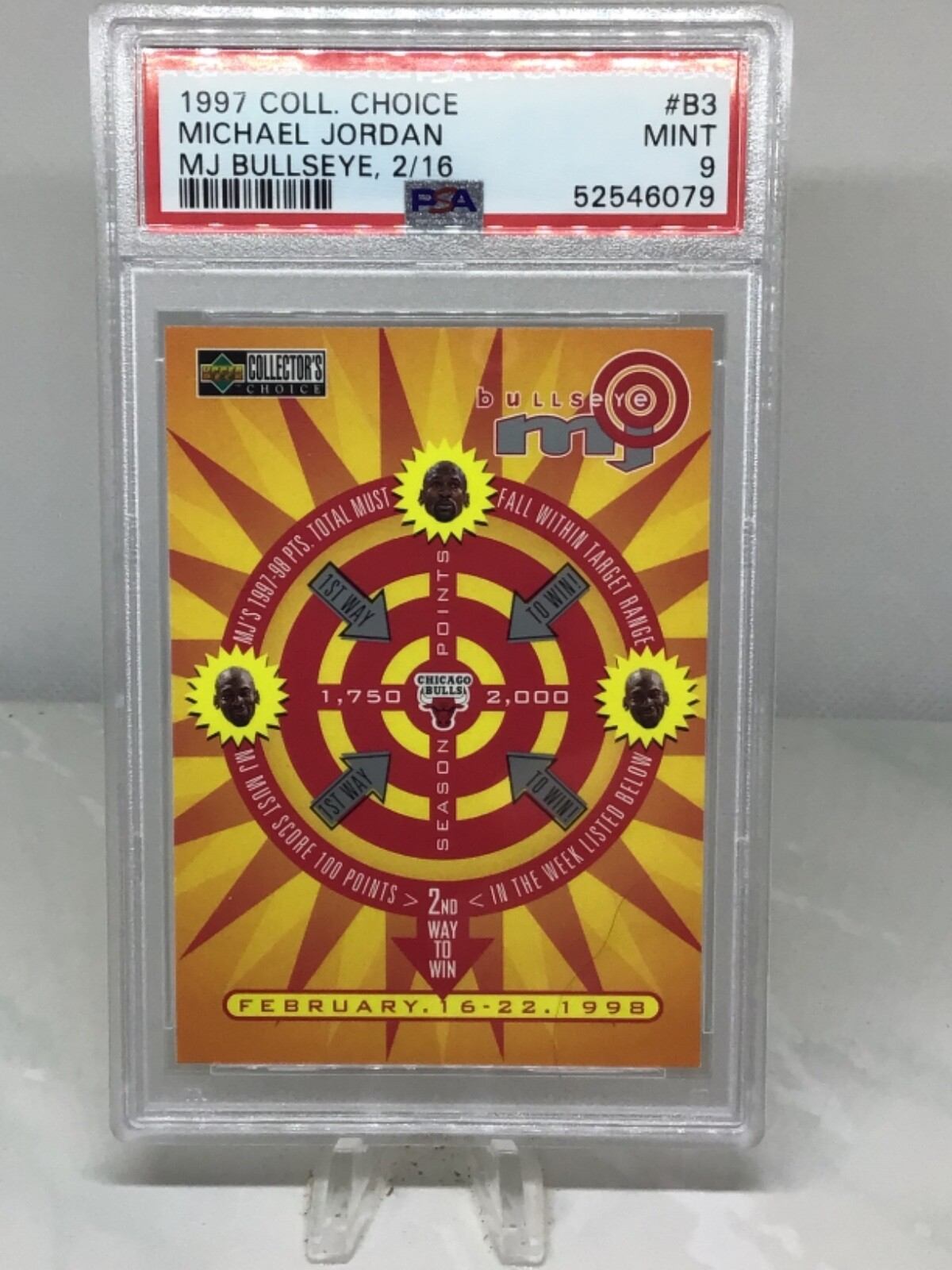 1997 Collectors Choice MJ Bullseye #B3 Michael Jordan PSA 9 (6 in all grades)