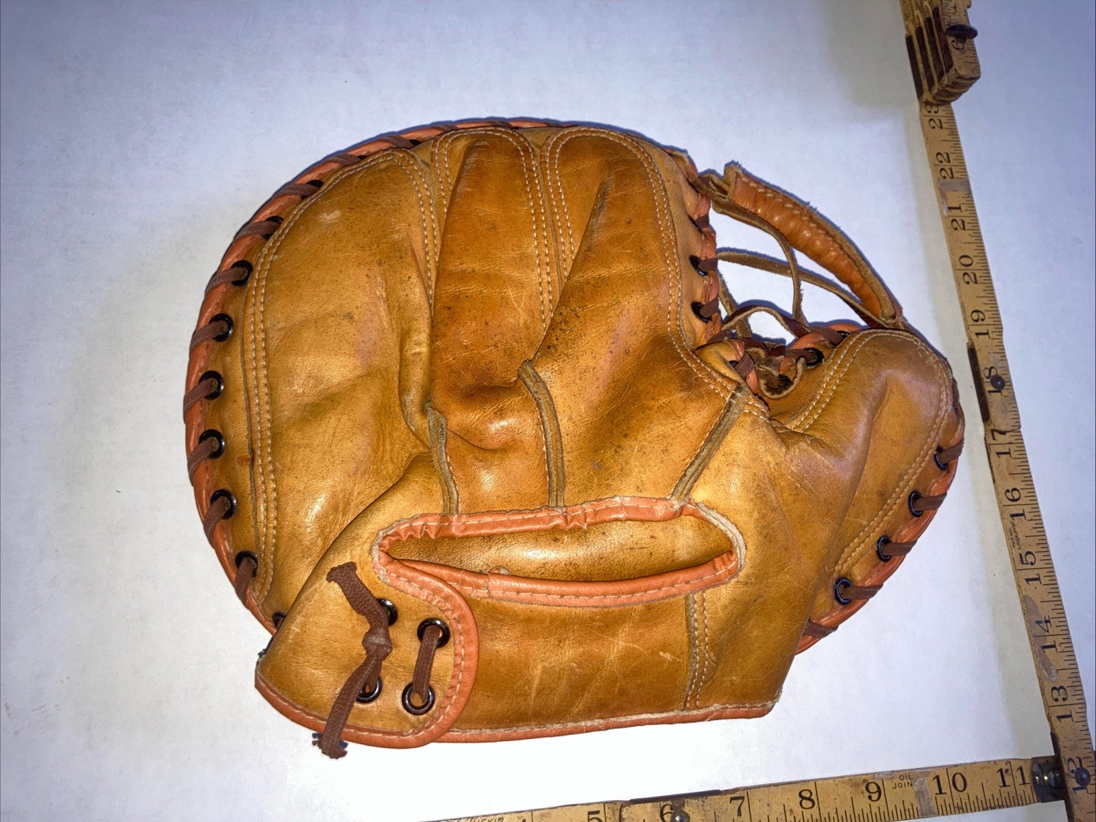 Vintage Denkert Baseball Catcher Glove Mitt M228 Pro Maker Hinge Pad