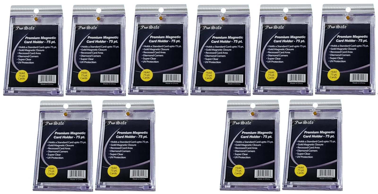 10 Pro Safe Premium 75pt Magnetic UV Thick Sports Card Holder Ultra Storage Case
