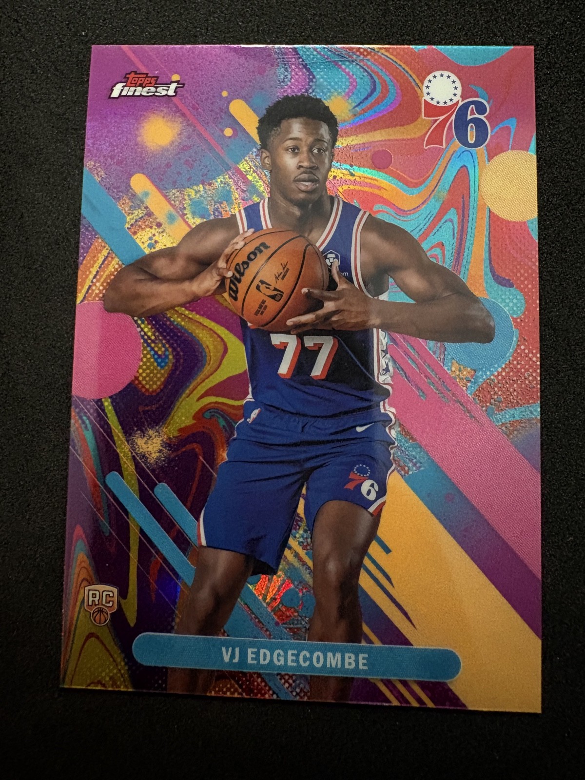 2025-26 Topps Finest – Common VJ Edgecombe #3 Oil Spill Refractor (RC)