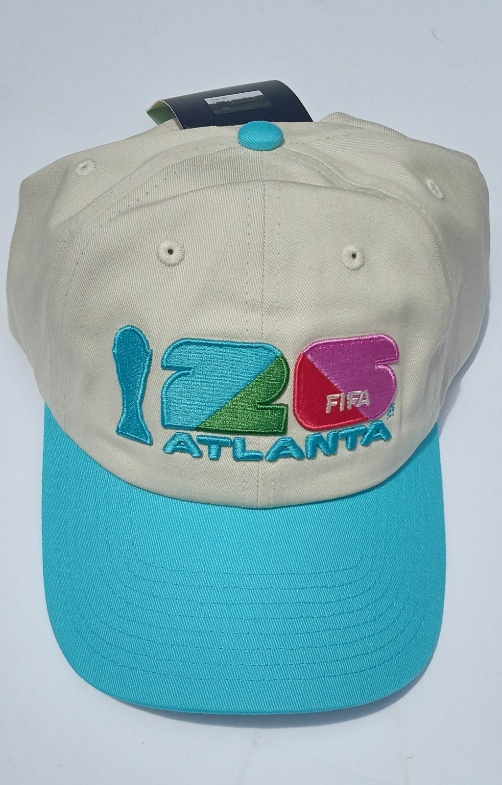FIFA World Cup 2026 Atlanta Soccer Cap/Hat in Beige/Blue Officially Licensed