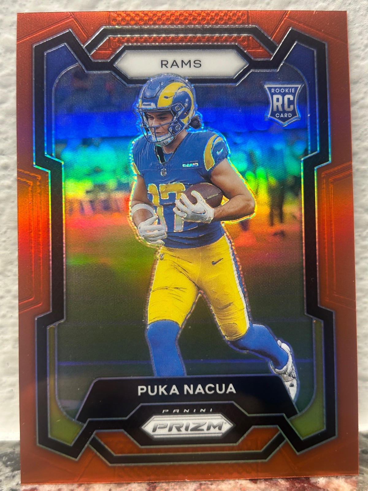 2023 Panini Prizm Puka Nacua TRUE RED RETAIL PRIZM SSP RC ROOKIE #357 RAMS
