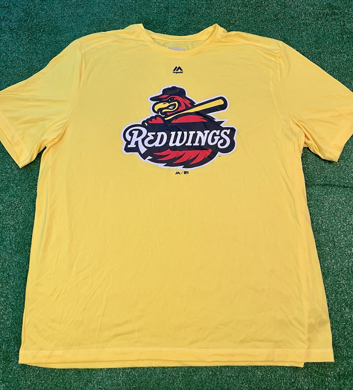 Rochester Red Wings Majestic T Shirt Size Men’s 2XL Yellow Minor League Baseball