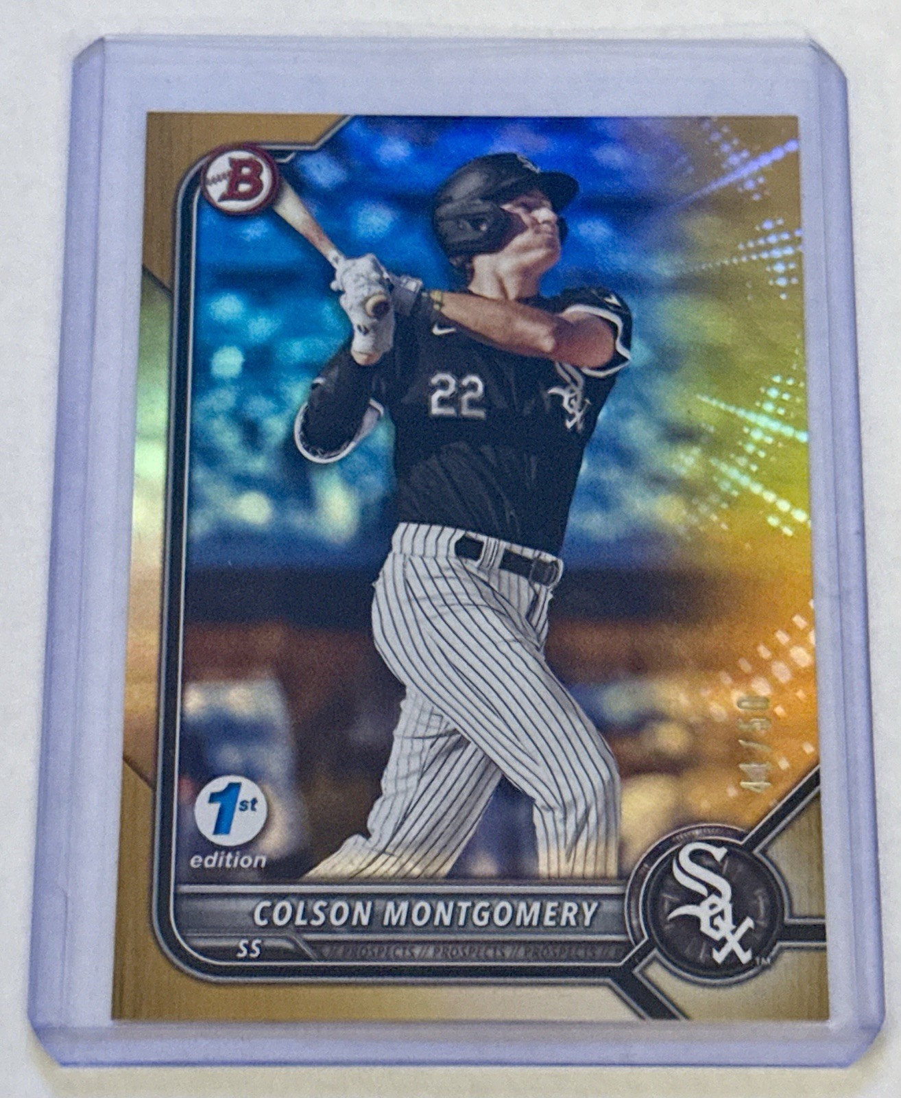 2022 Bowman Draft 1st Edition – Colson Montgomery #BD-54 Gold Foil /50 (RC)
