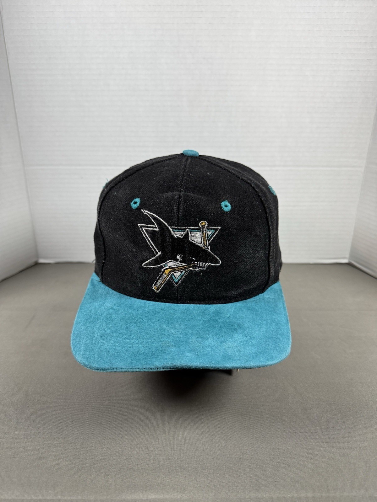 Vintage 90s Universal Industries San Jose Sharks SnapBack Hat NHL Merch Cap