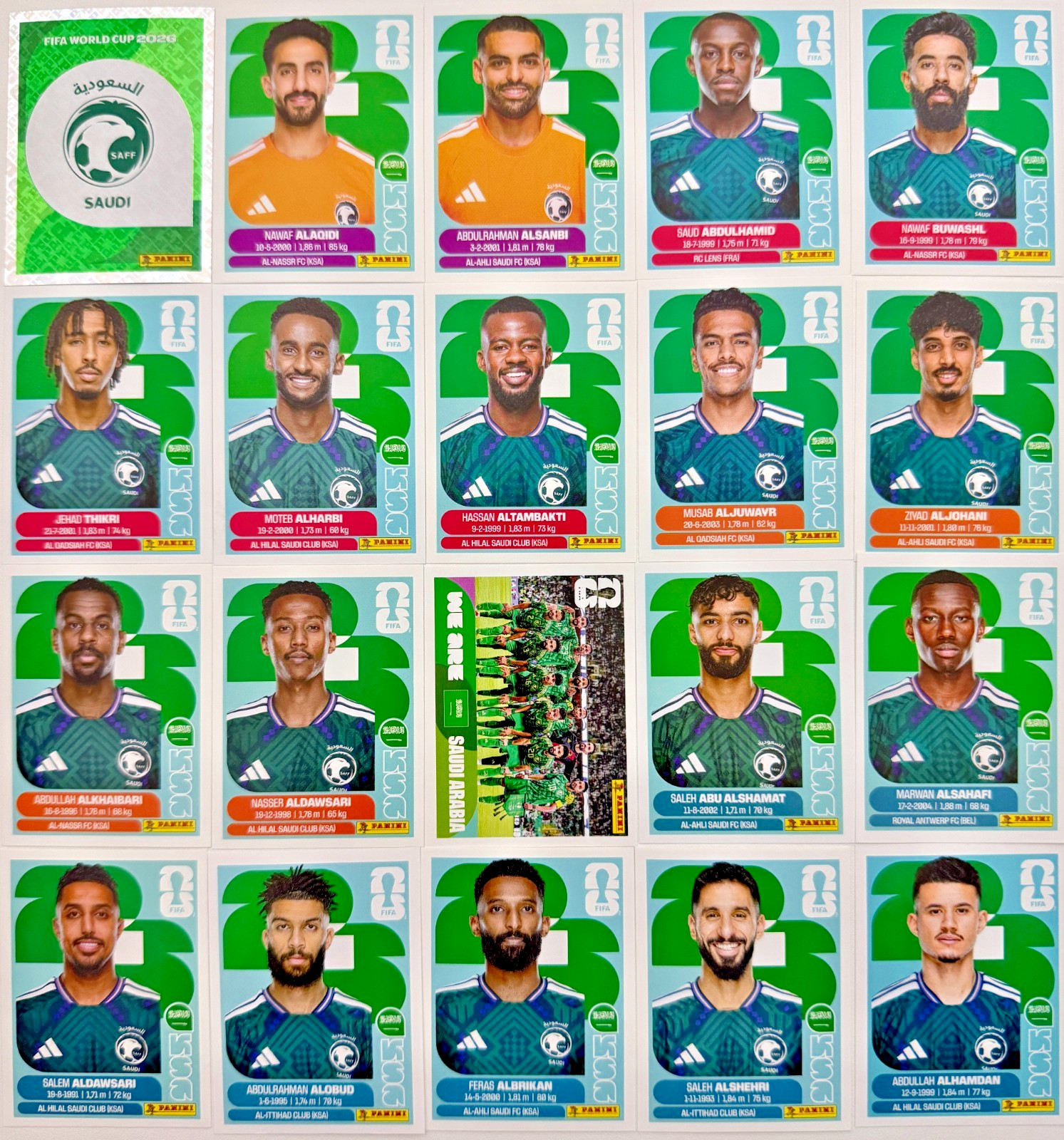2026 Panini FIFA World Cup Saudi Arabia Stickers Pick Your Number KSA2-KSA20