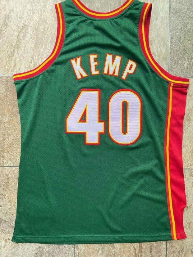 Seattle Super Sonics Shawn Kemp retro vintage green basketball jersey