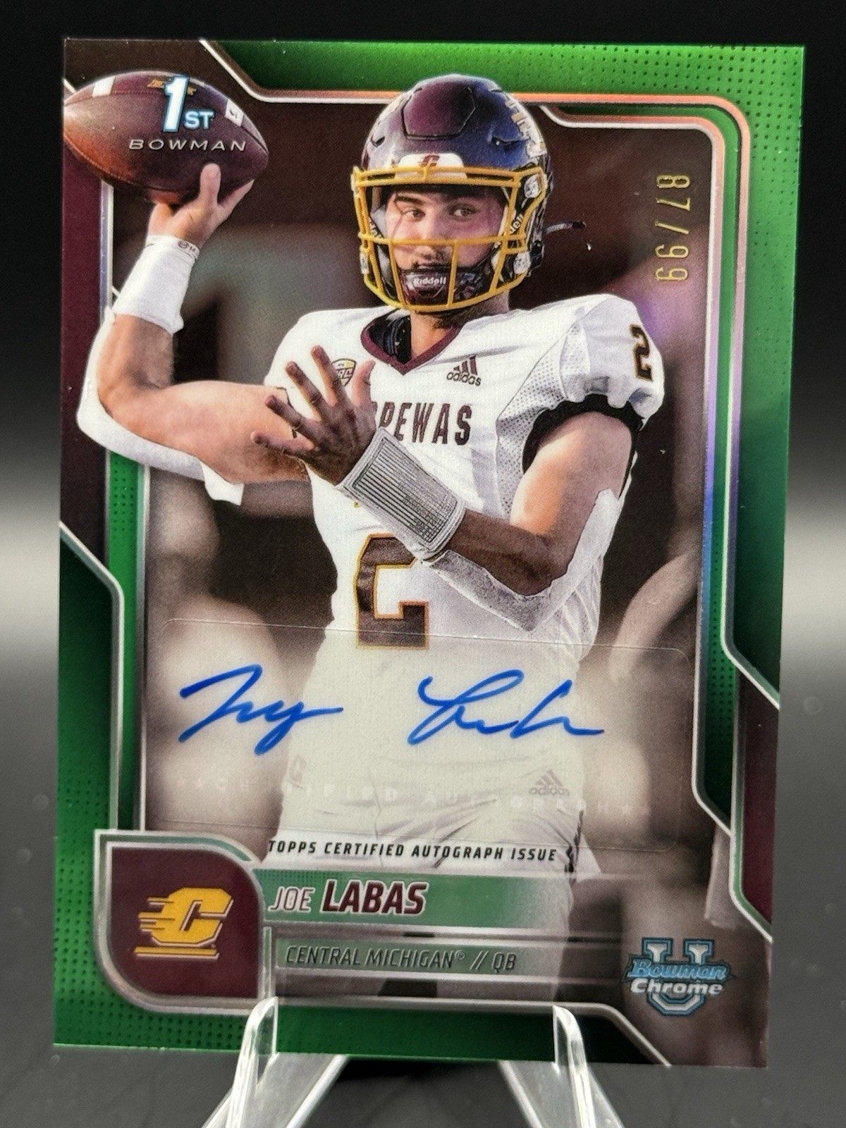 2025 Topps Bowman Chrome U – Joe Labas 1st Bowman Auto /99 Green #BCA-JL